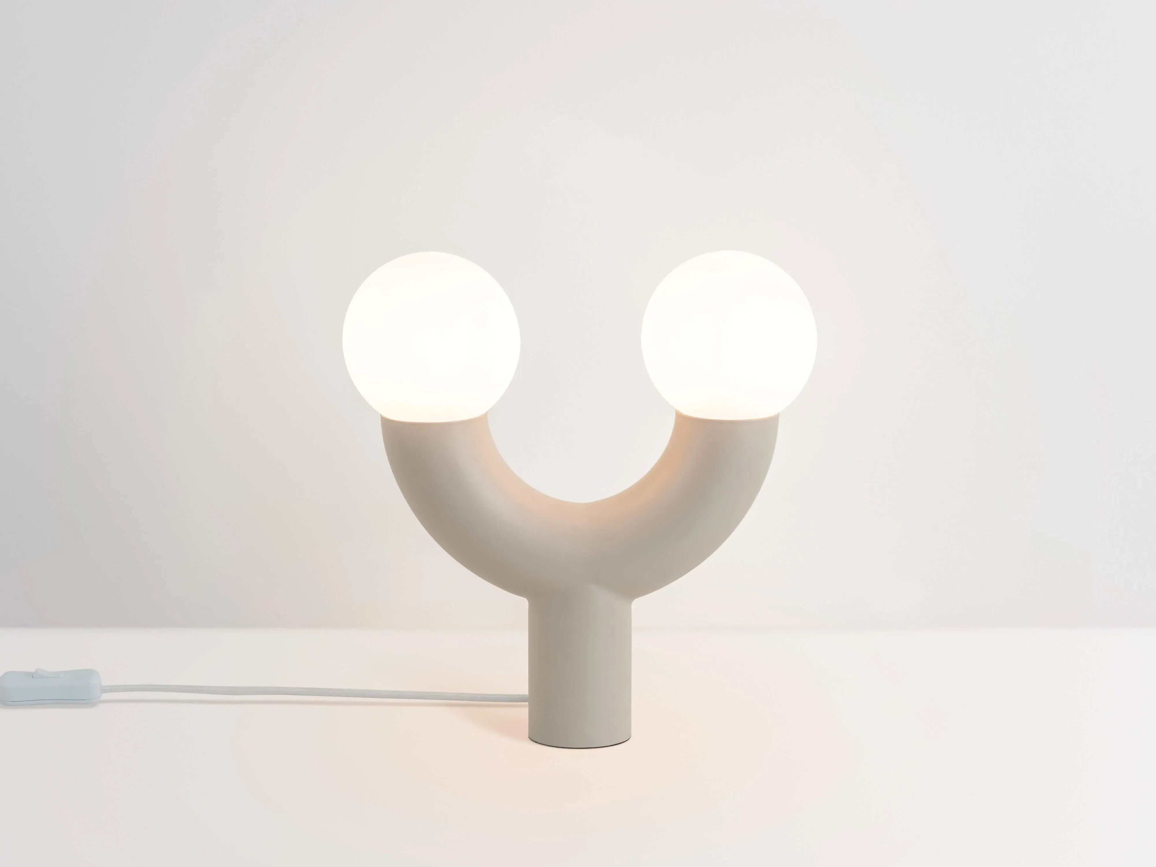 Tube Table Lamp with Opal Glass Shades - Sand
