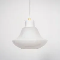 Tulip-Shaped Ceiling Pendant Light - White, Opaline Glass