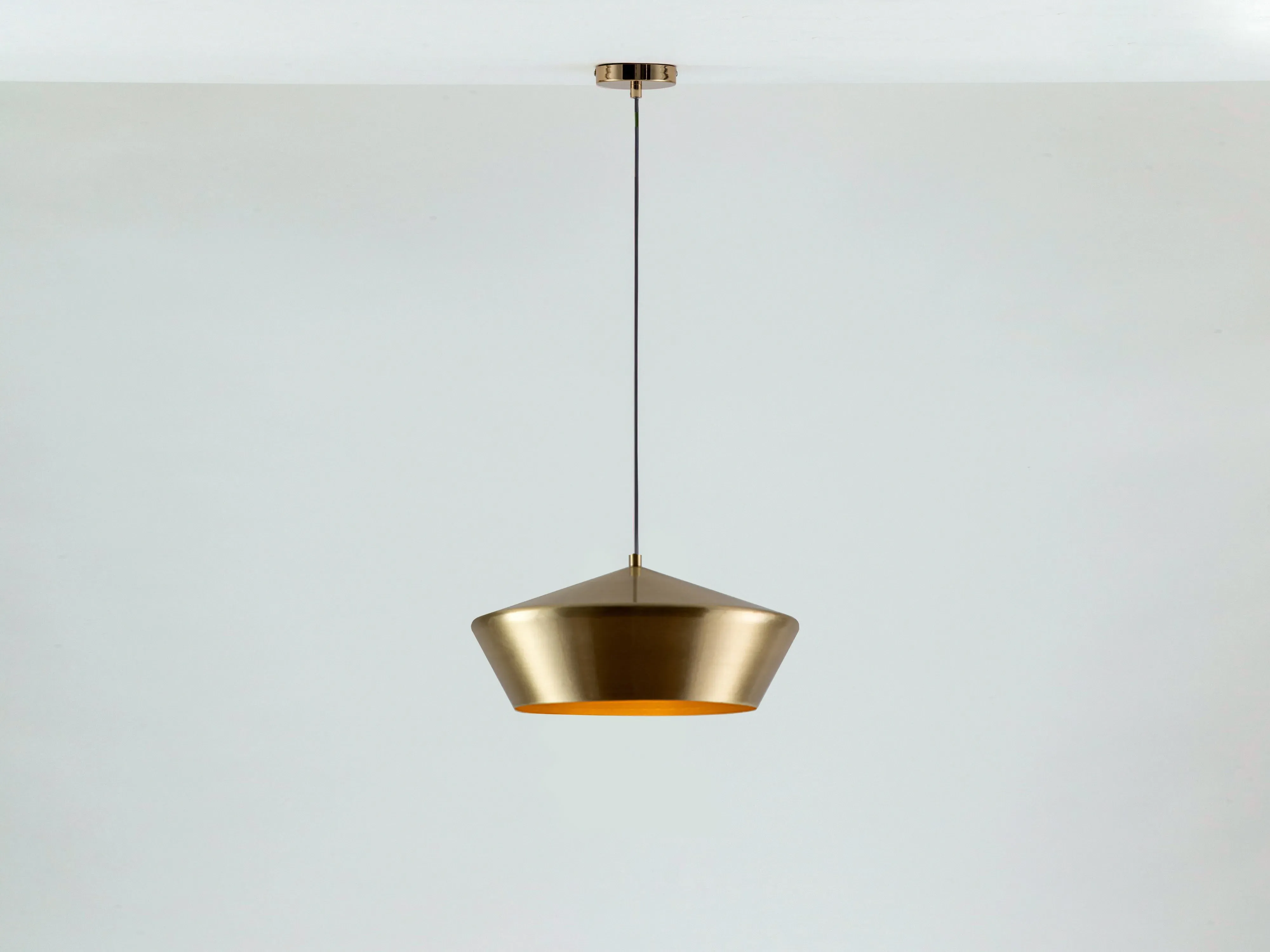 Wide Metal Diner Pendant Light - Brass
