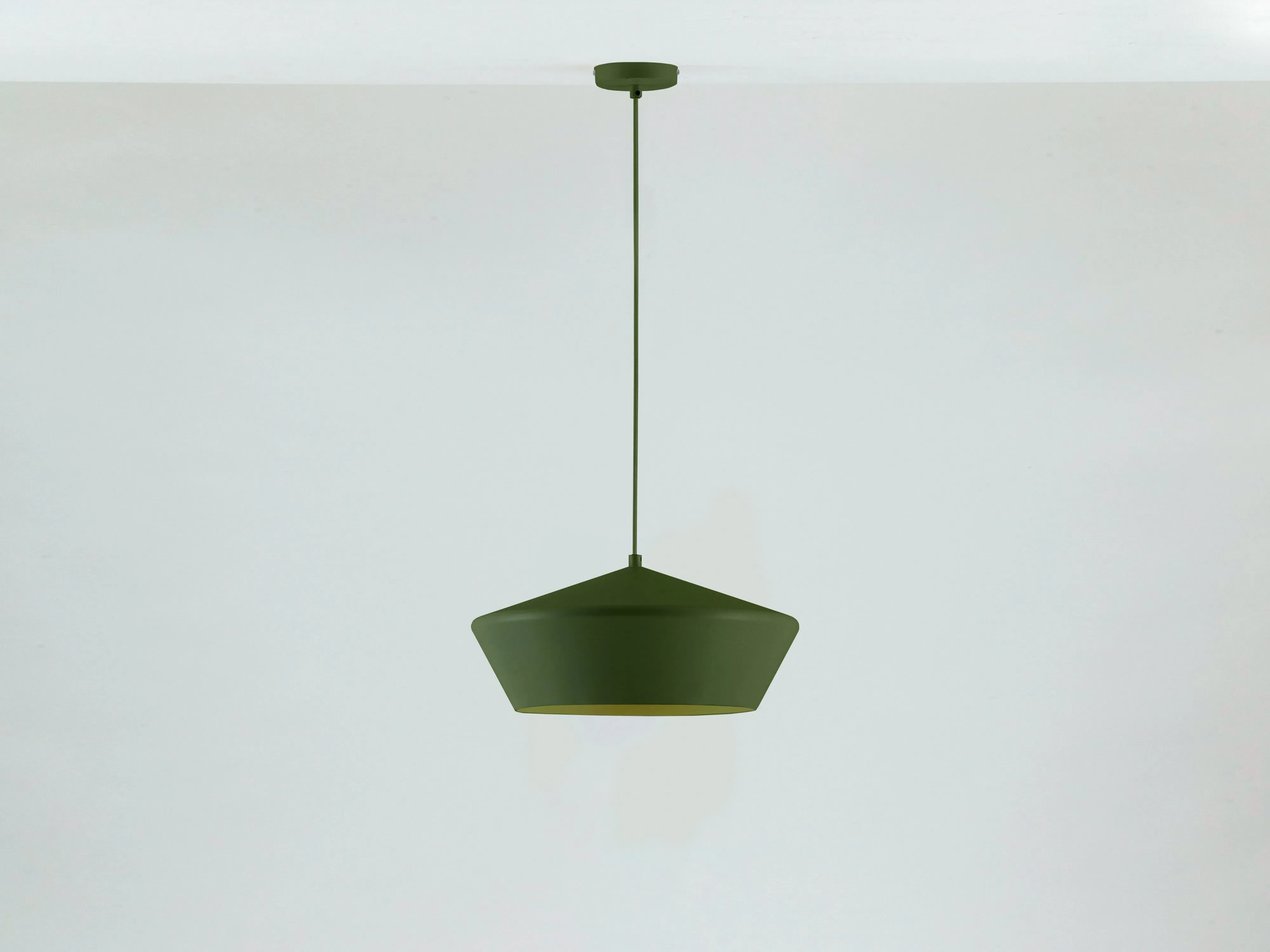 Wide Metal Diner Pendant Light - Olive Green image