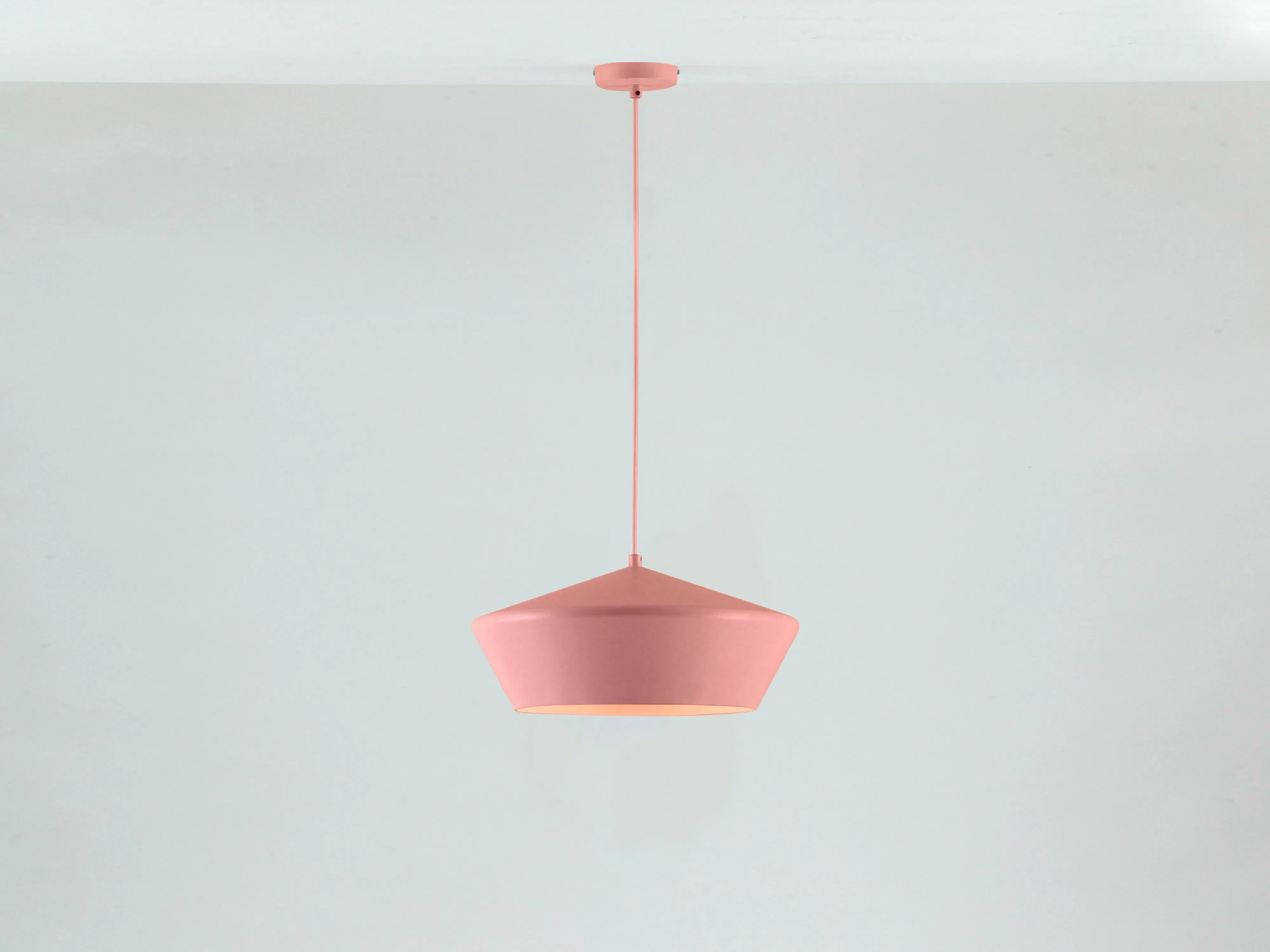 Wide Metal Diner Pendant Light - Pink