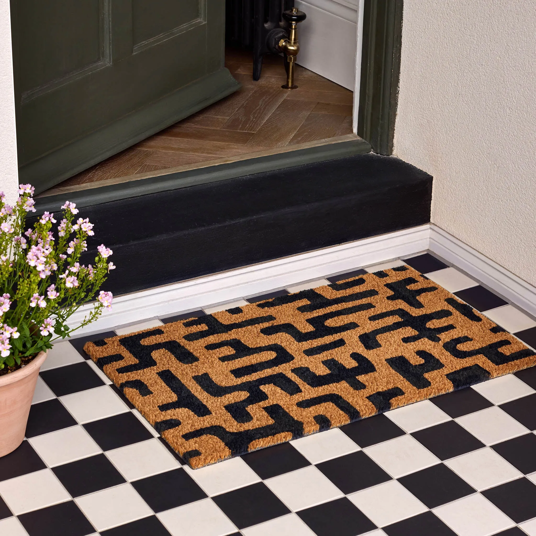 Abstract Maze Coir Doormat - Black product