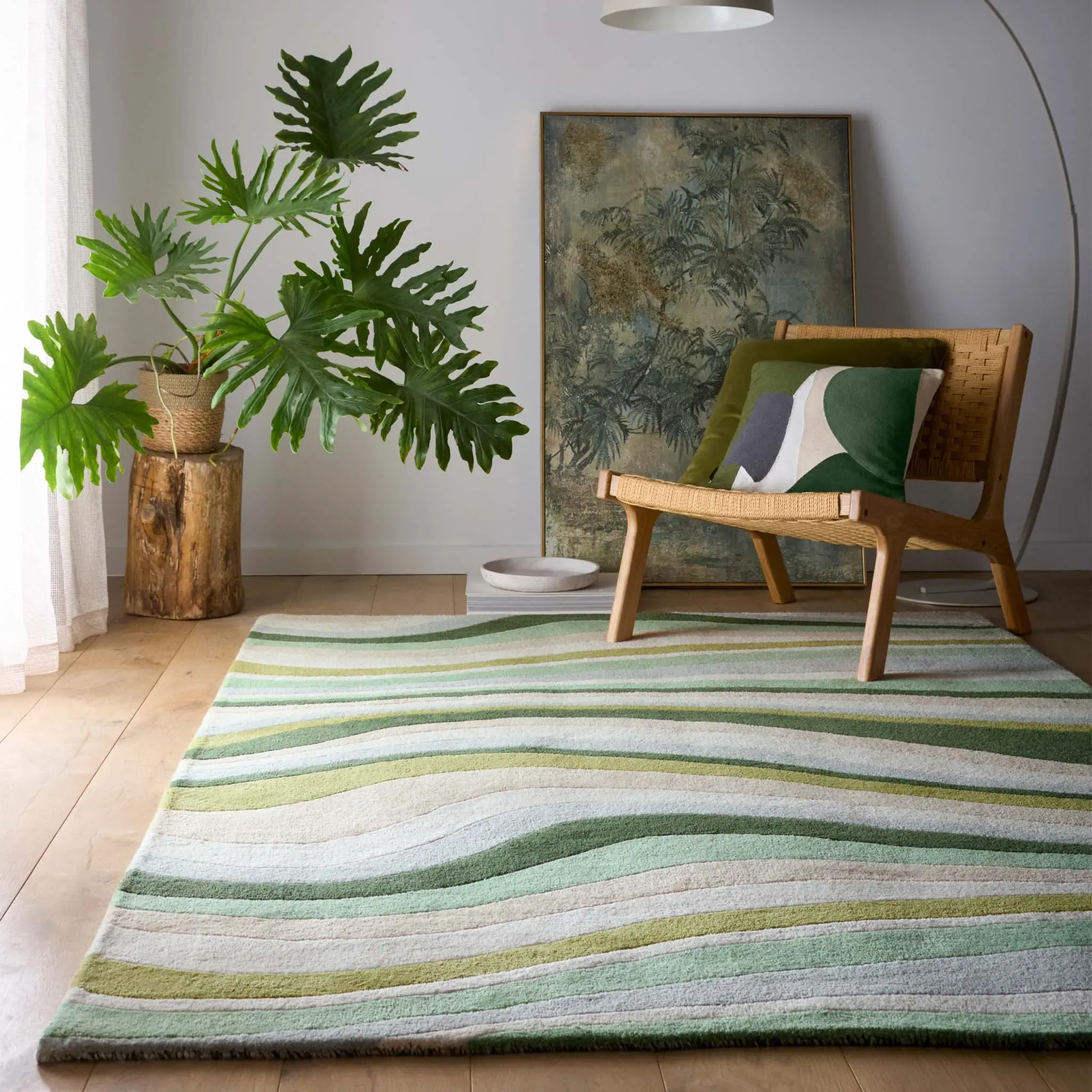 Acasta Abstract Wave Rug - Green, Wool product