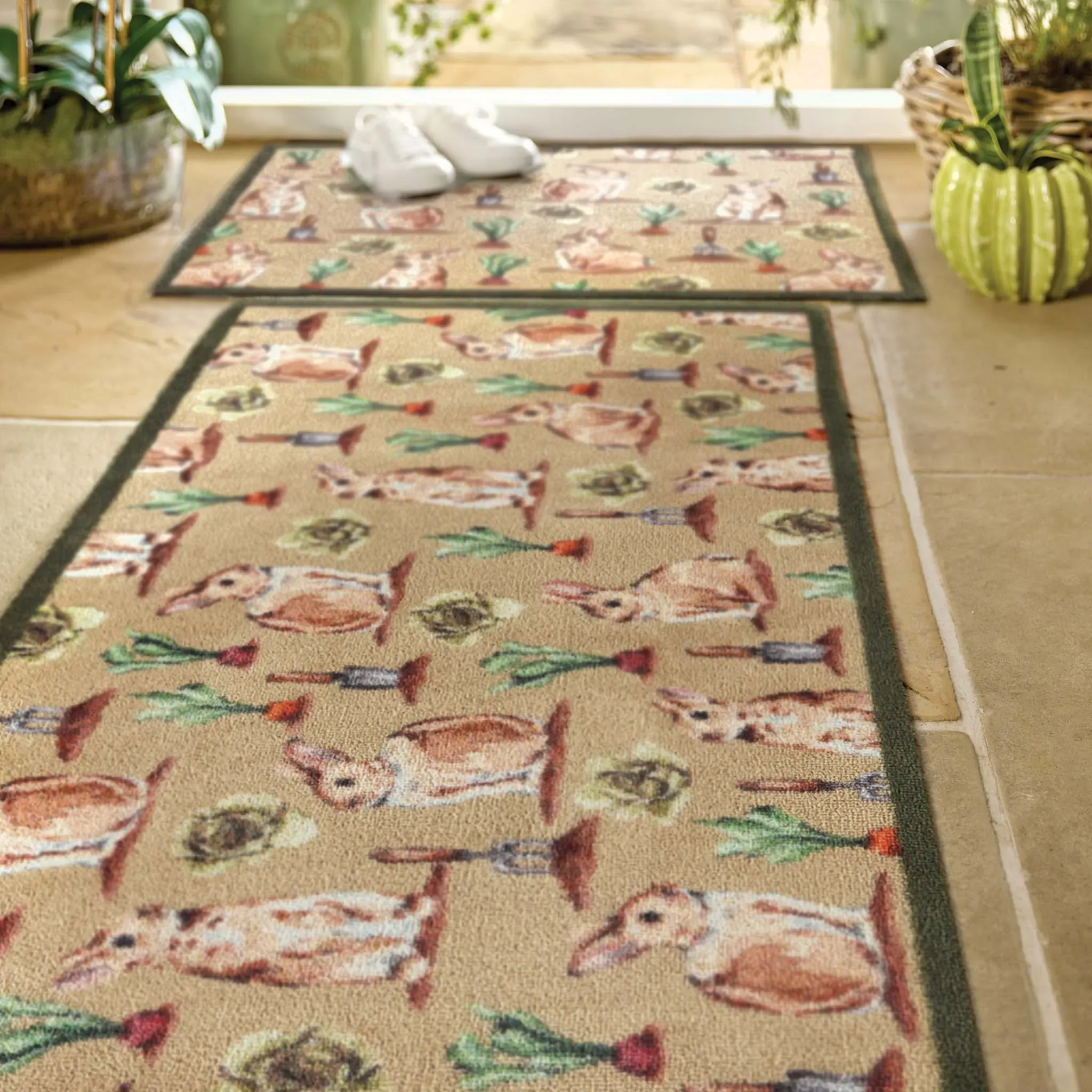Allotment Bunnies Washable Runner - Golden Brown product