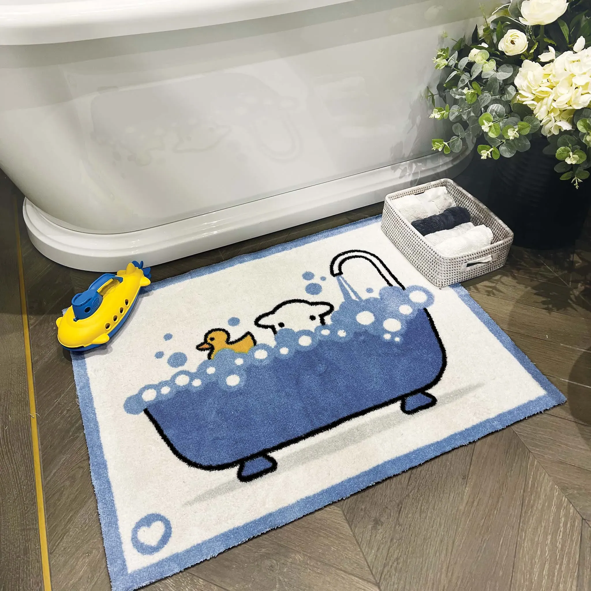Bathtime Herdy Washable Bath Mat - Blue product