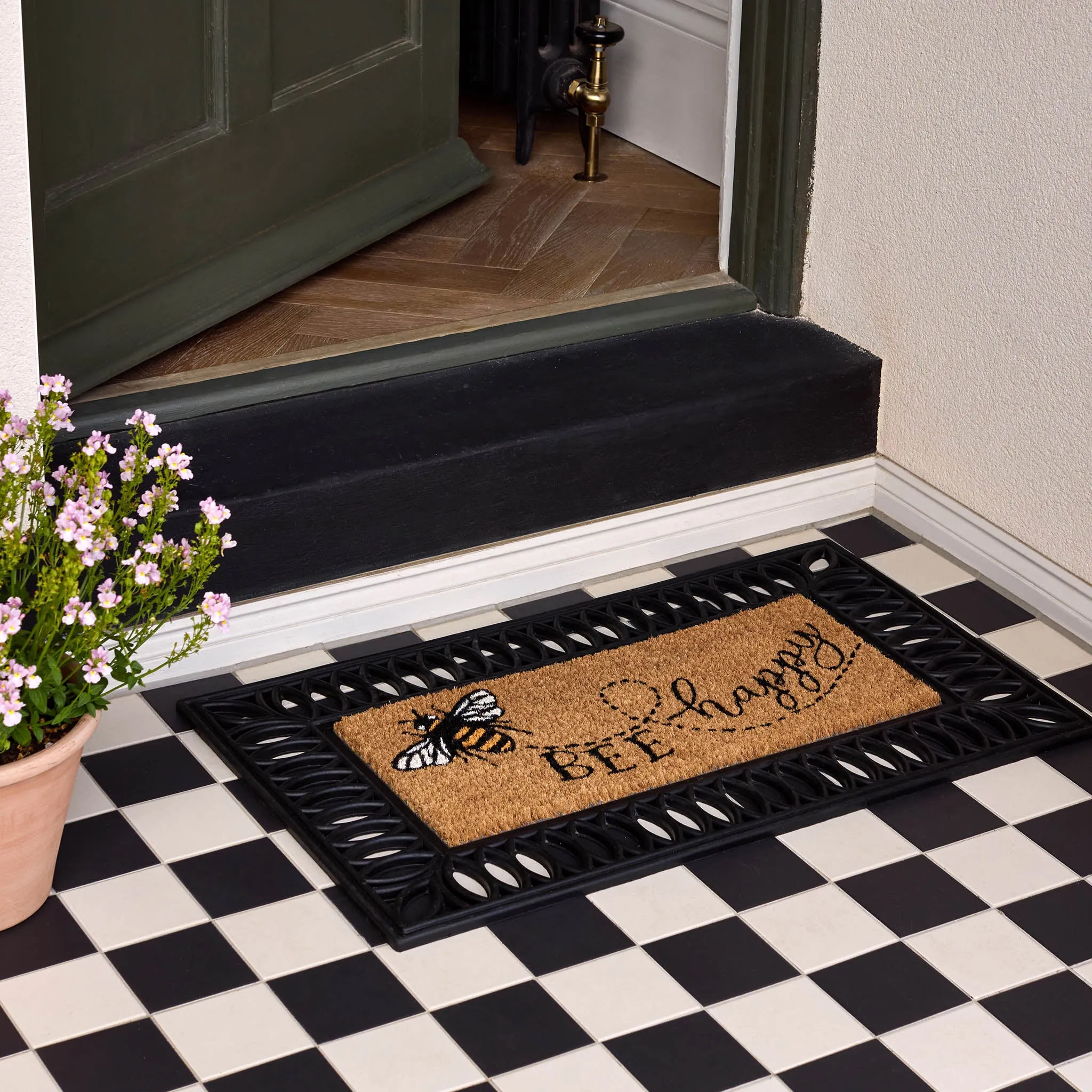 Bee Happy Coir Insert Doormat - Natural product