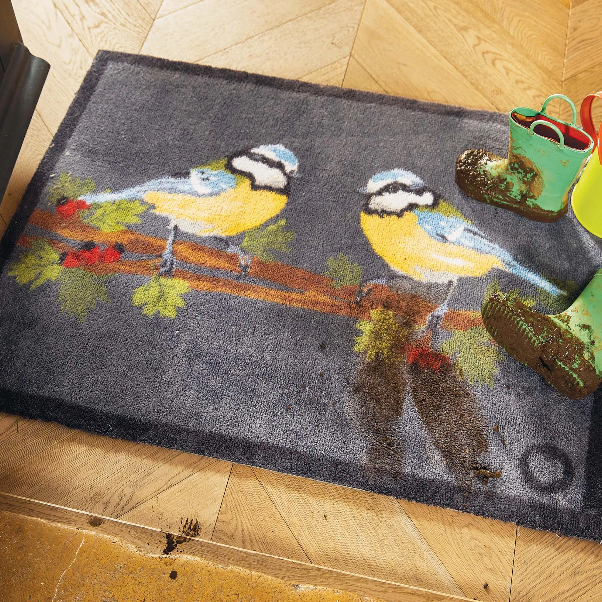 Bluetit 1 Bird RSPB Charity Doormat - Grey product