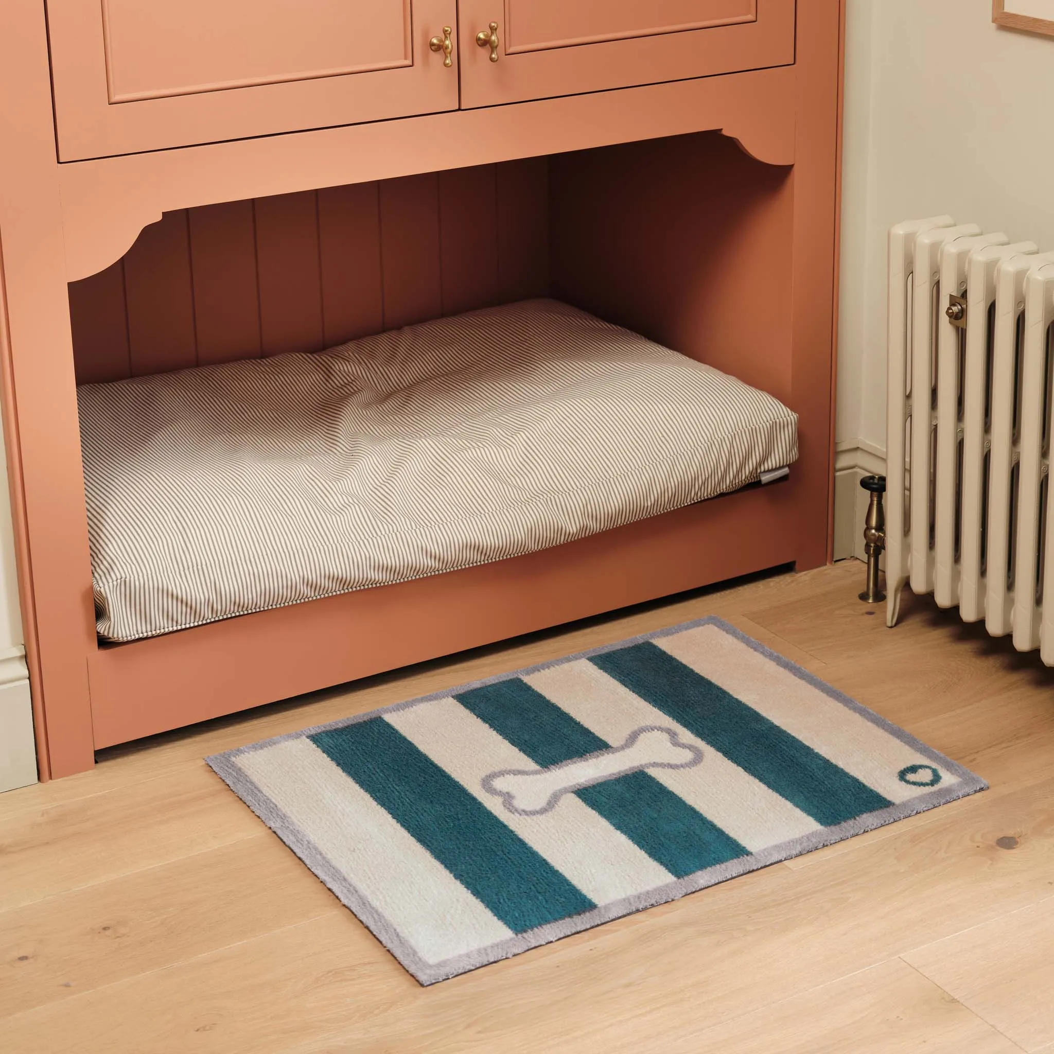 Bone Stripe Washable Doormat - Teal product