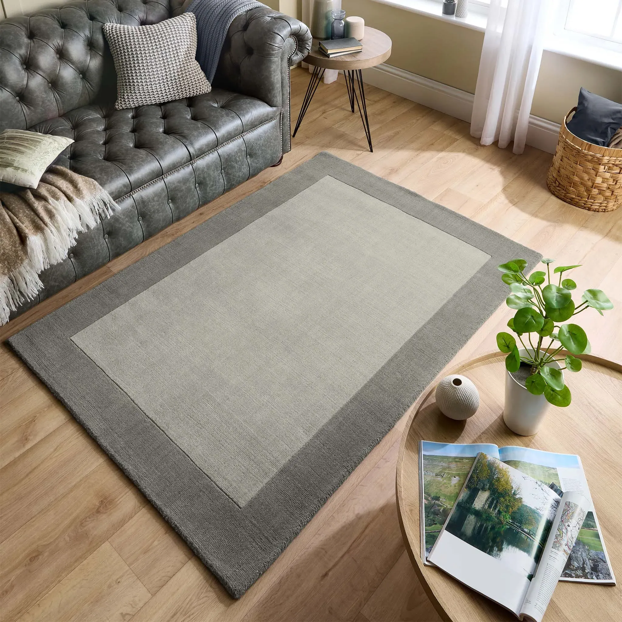 Borders Wool Rug - Grey product