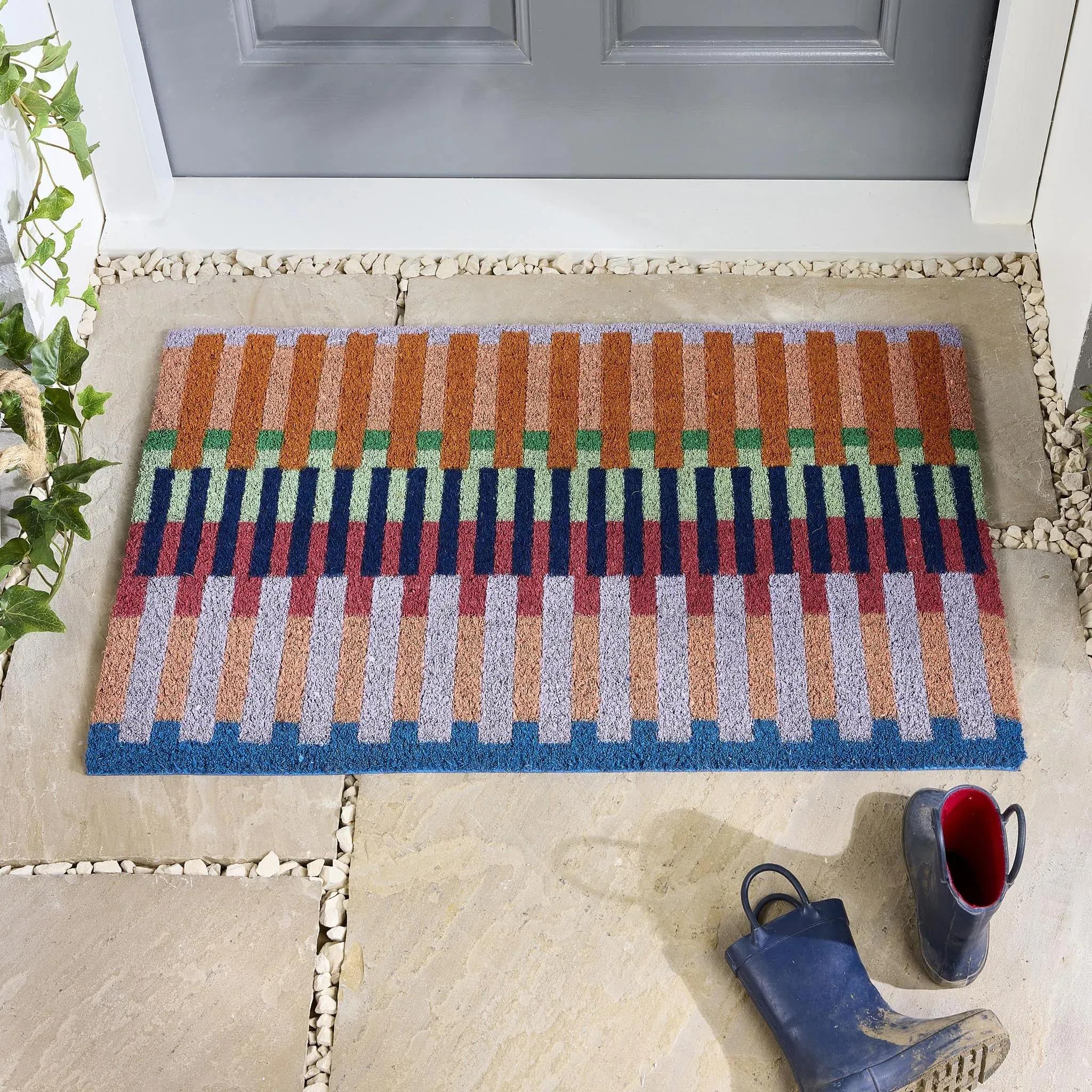 Bright Broken Stripe Coir Doormat - Multicolour product