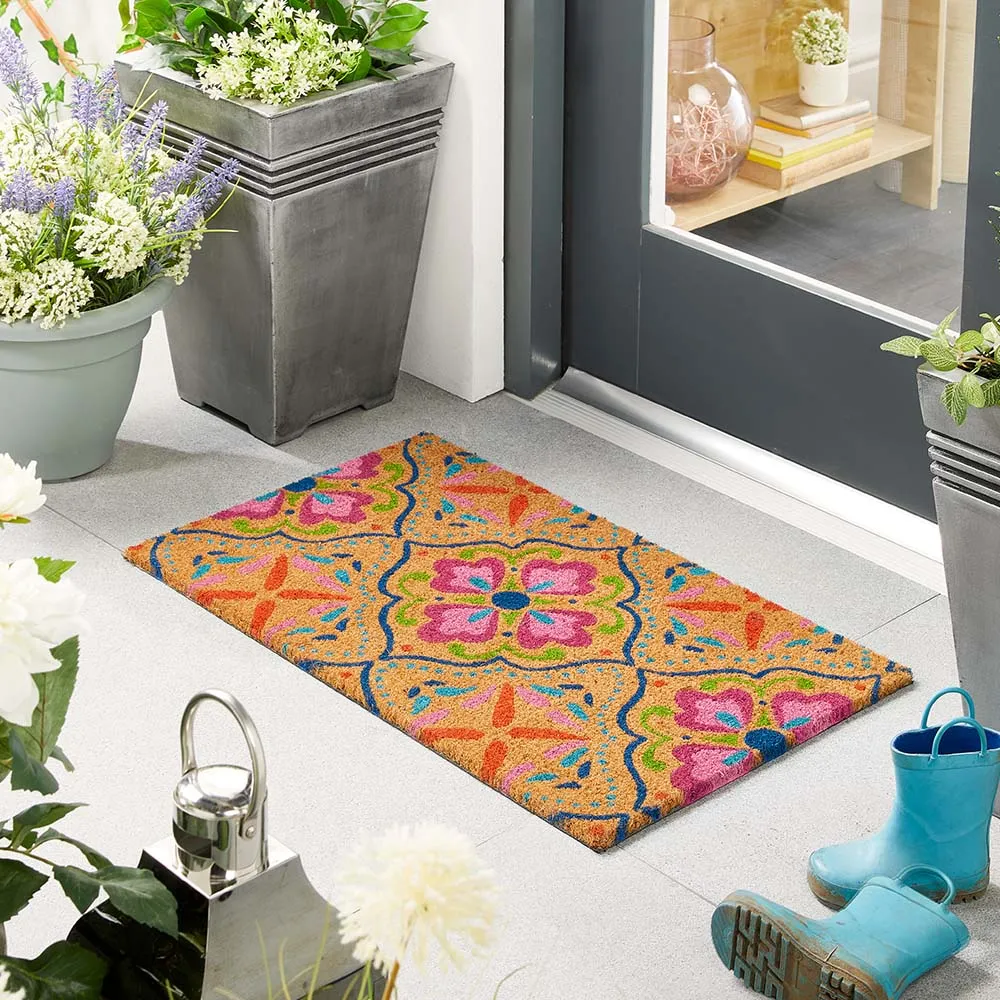 Bright Tile Coir Doormat - Multicolour product