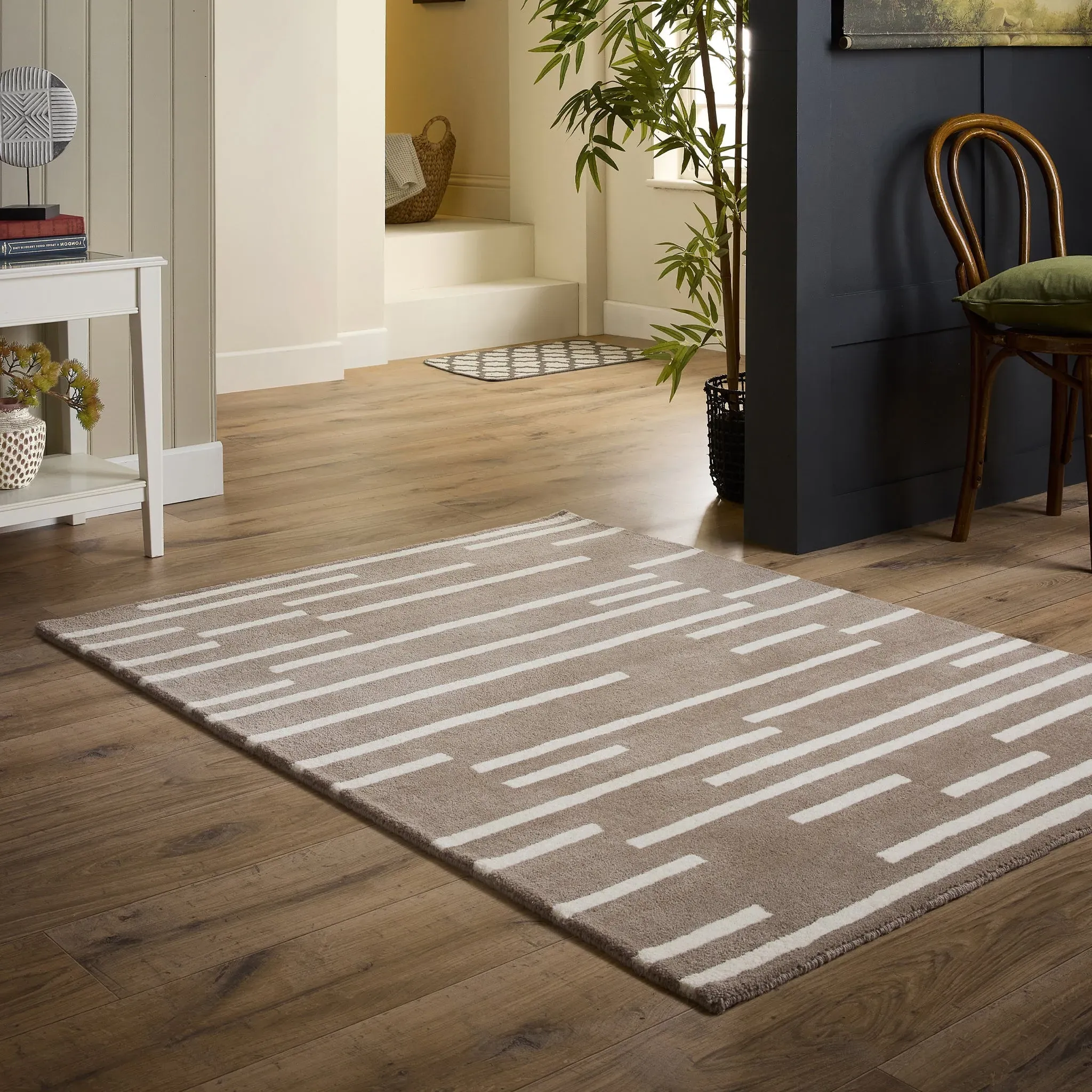 Broken Stripe Rug - Brown, Wool product