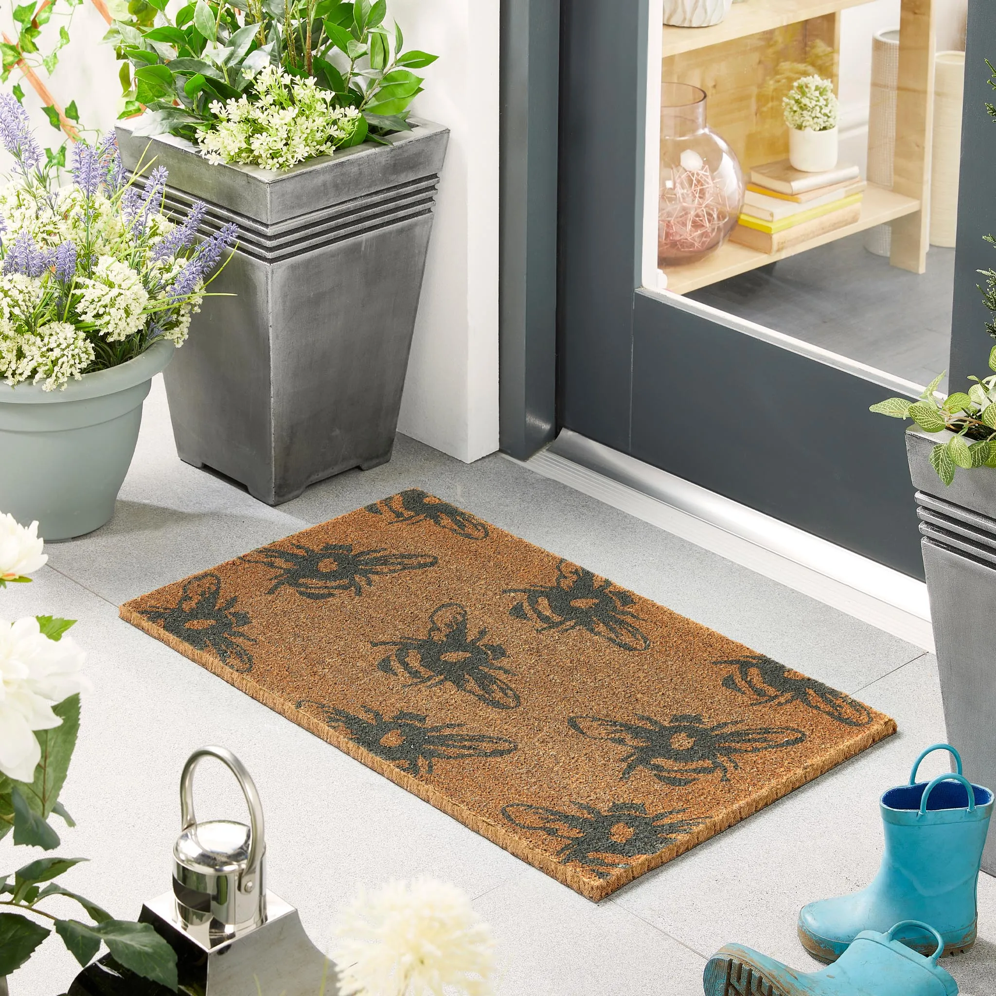 Buzzy Bees Printed Coir Doormat - Natural product