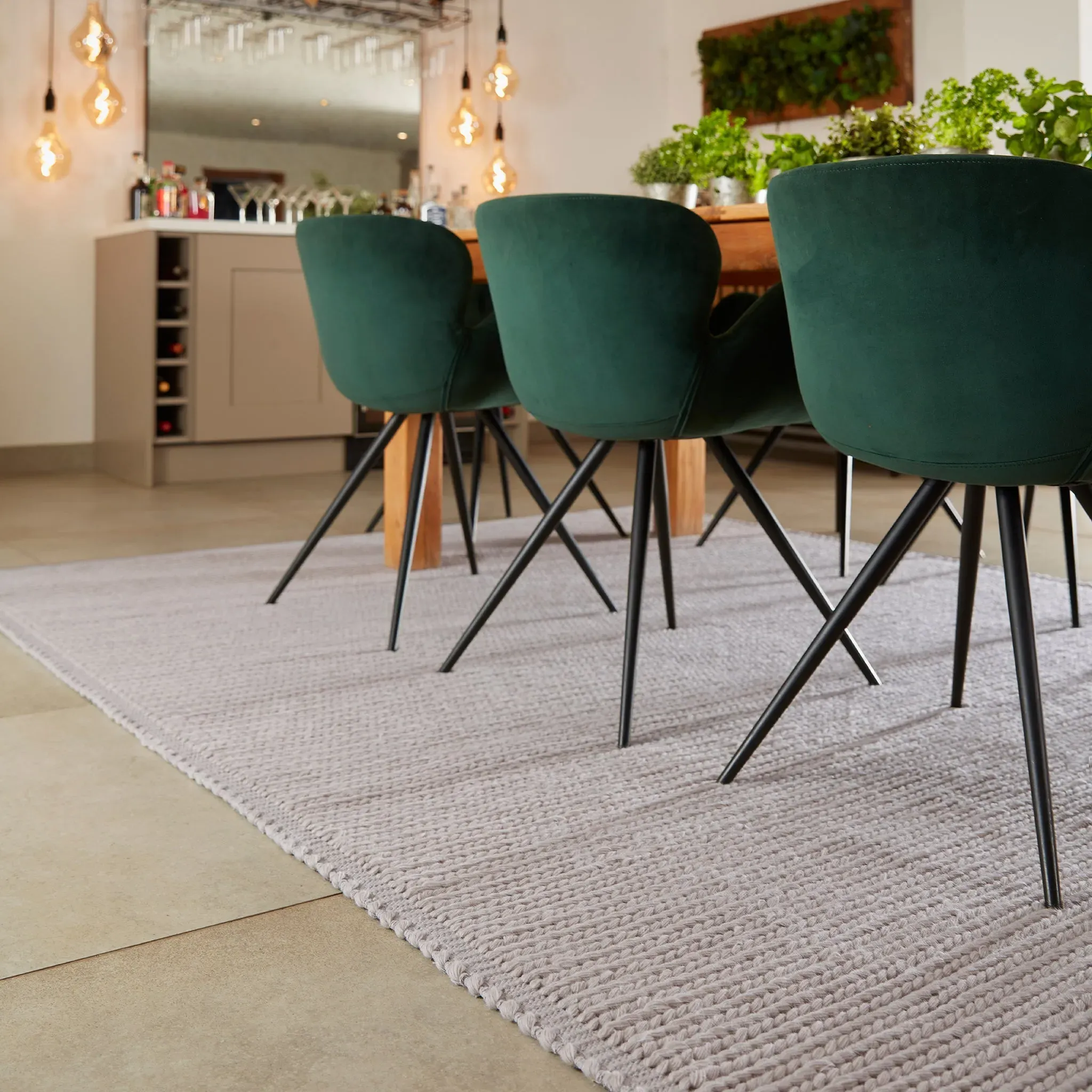 Cable Hand Woven Rug - Warm Grey, Wool product