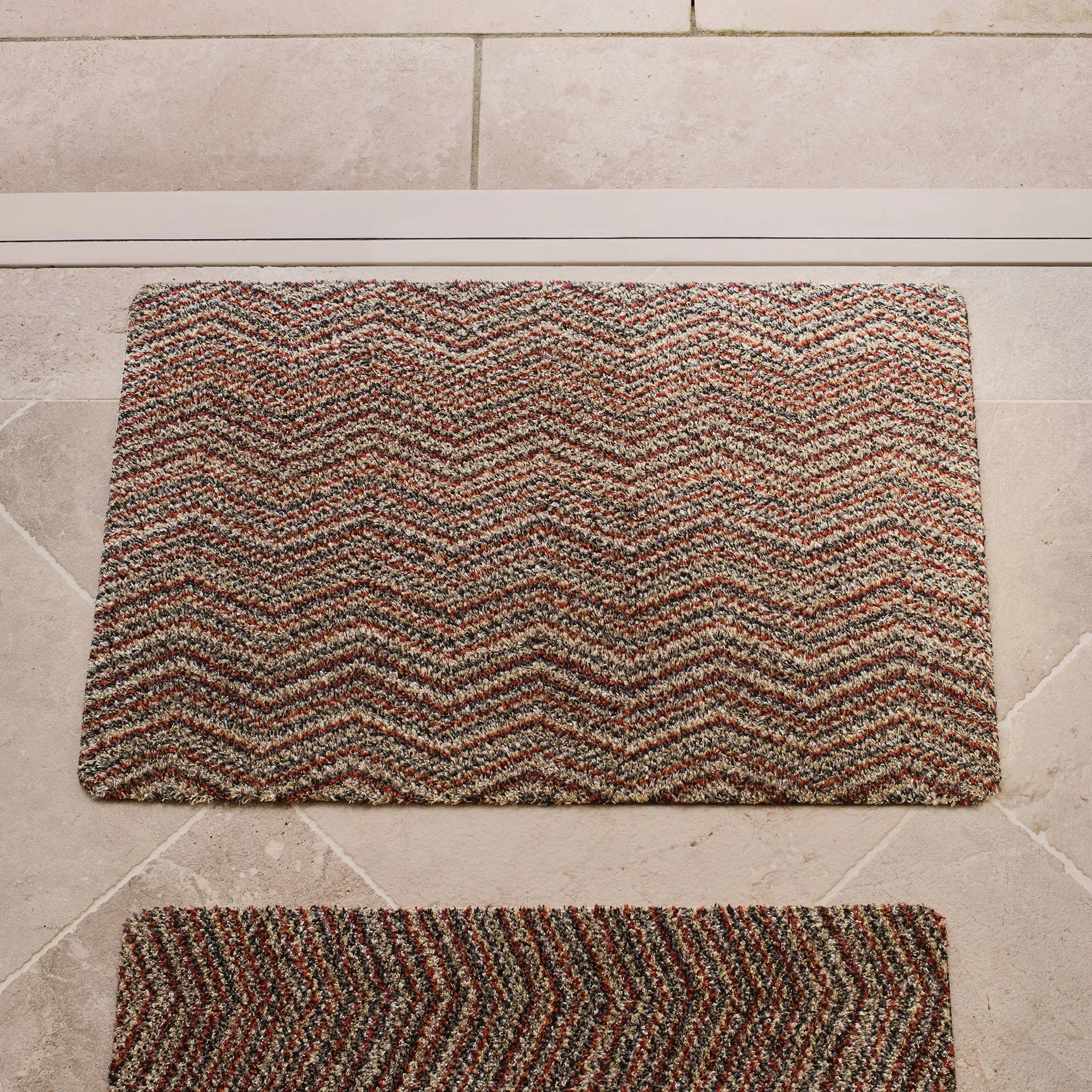 Candy Zig Zag Washable Doormat - Red, Navy product
