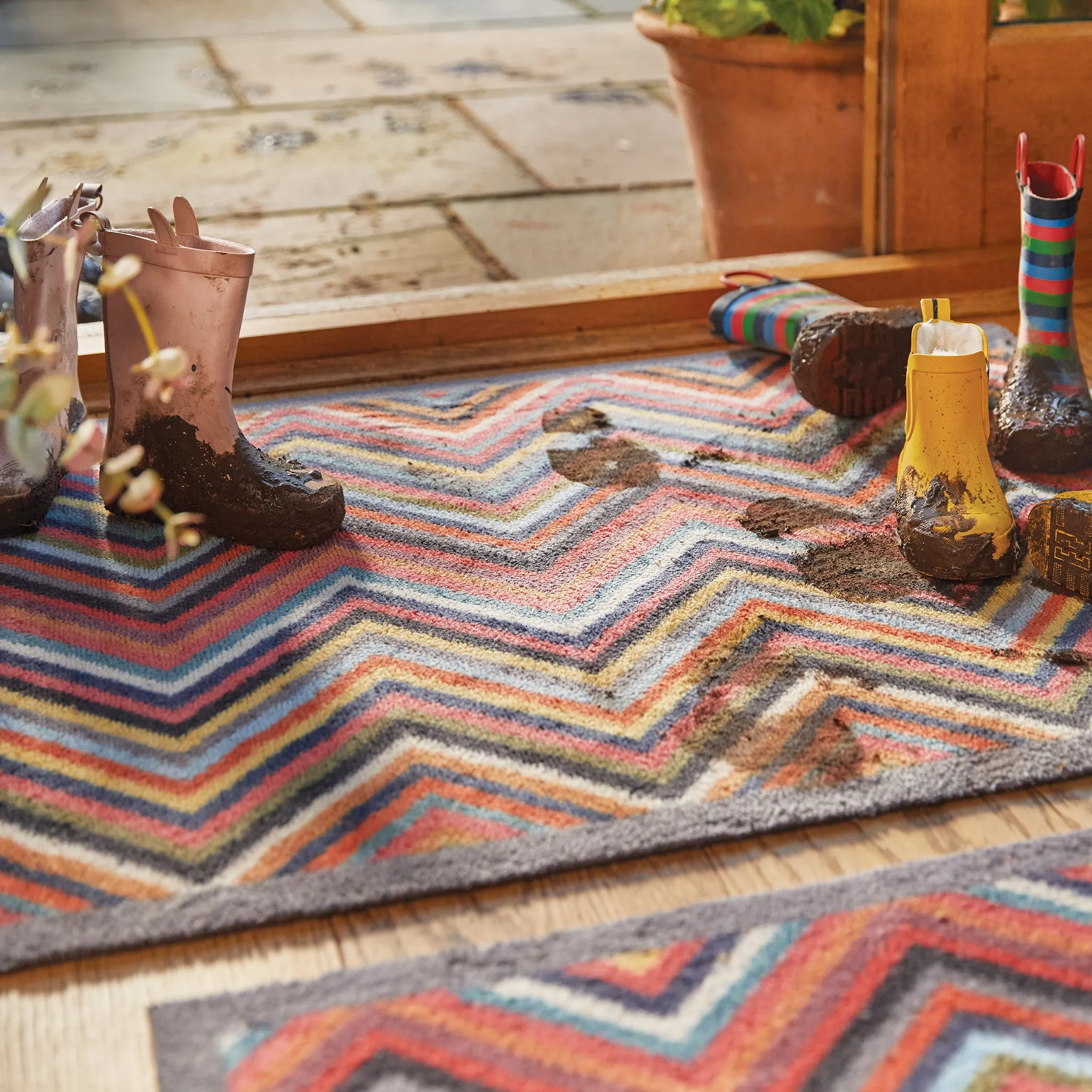 Chevron 1 Multicoloured Doormat - Recycled Material product