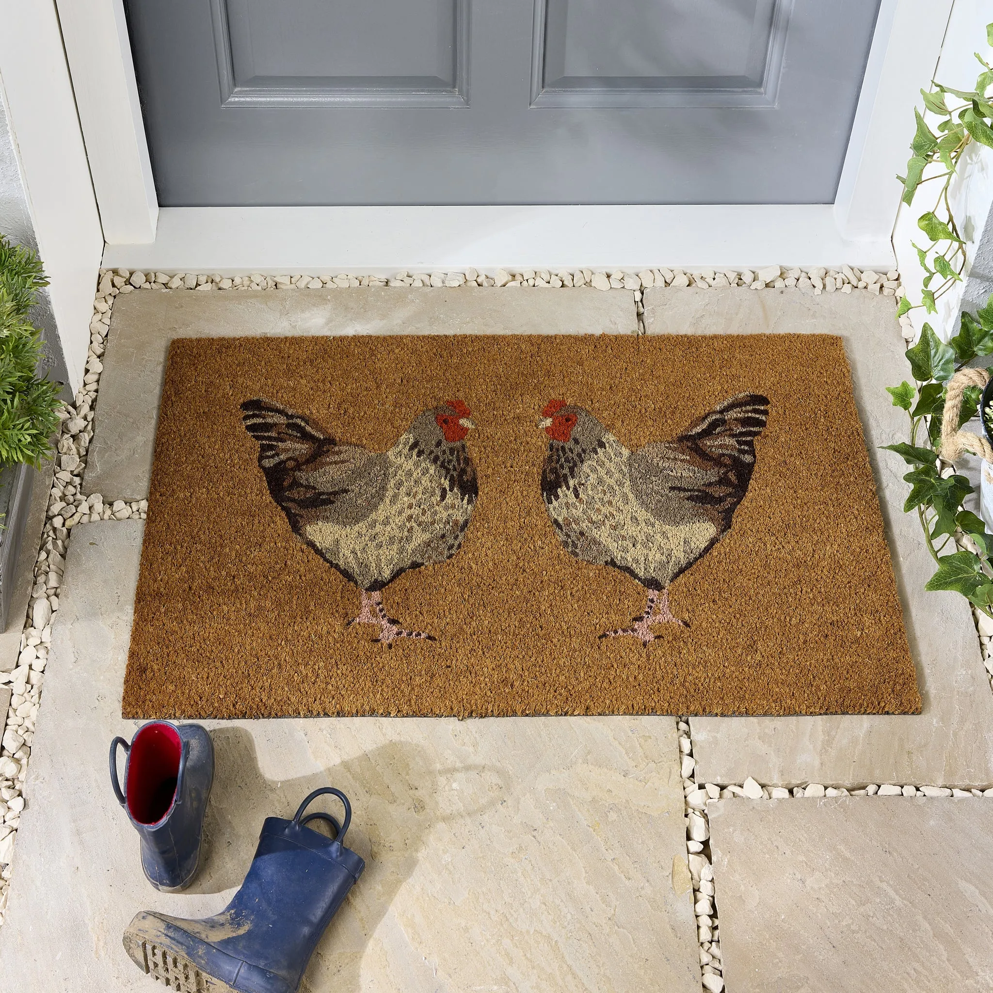 Chickens Coir Doormat - Brown, Beige product
