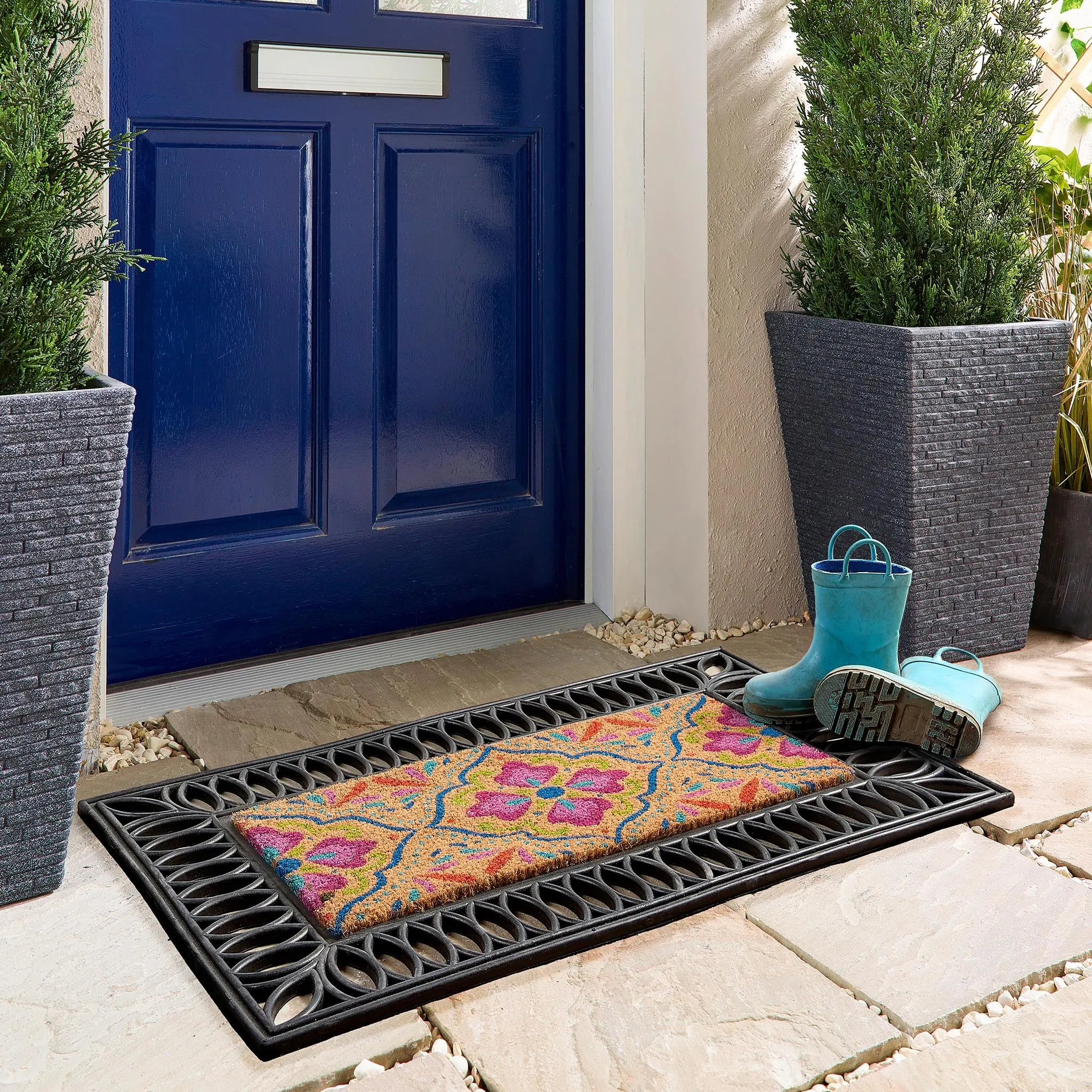 Coir Insert Bright Tile Doormat - Multicolour, Coir product