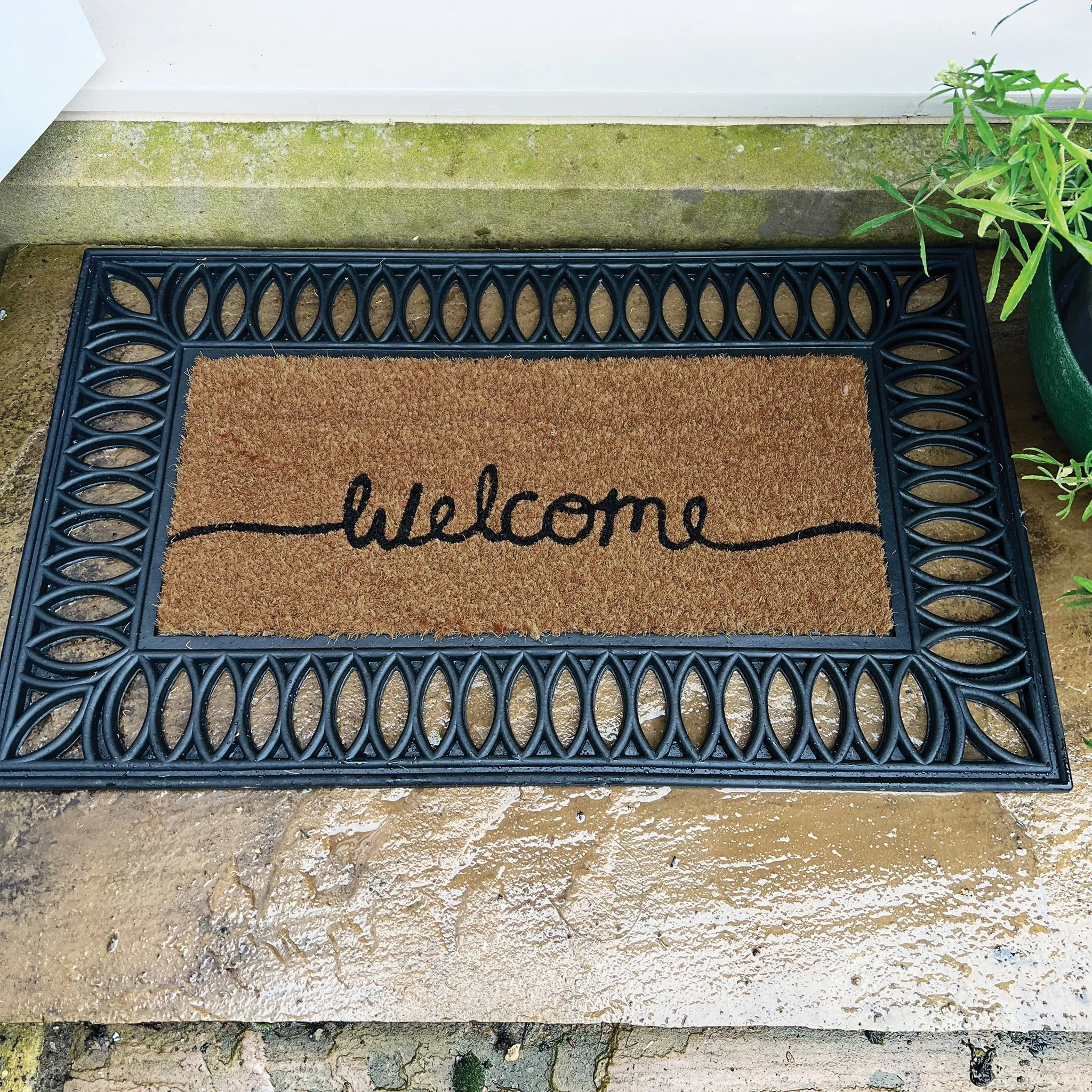 Coir Insert Welcome Doormat - Black, Natural Coir product