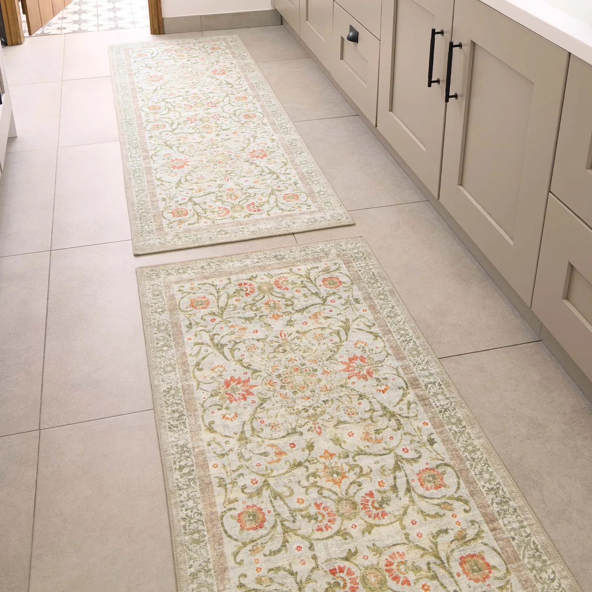 Country Paisley Eco-Washable Runner - Beige, Recycled Polyester product