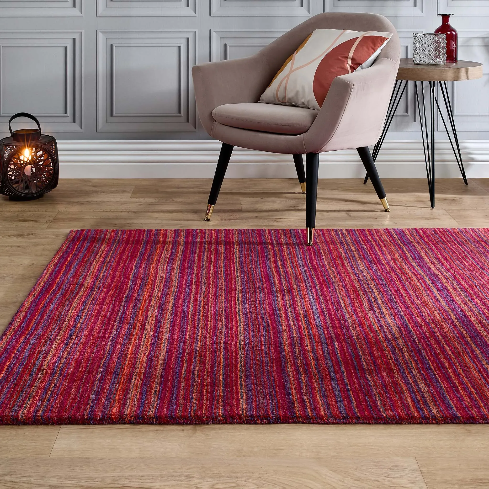 Fine Stripes Striped Rug - Purple, Wool product