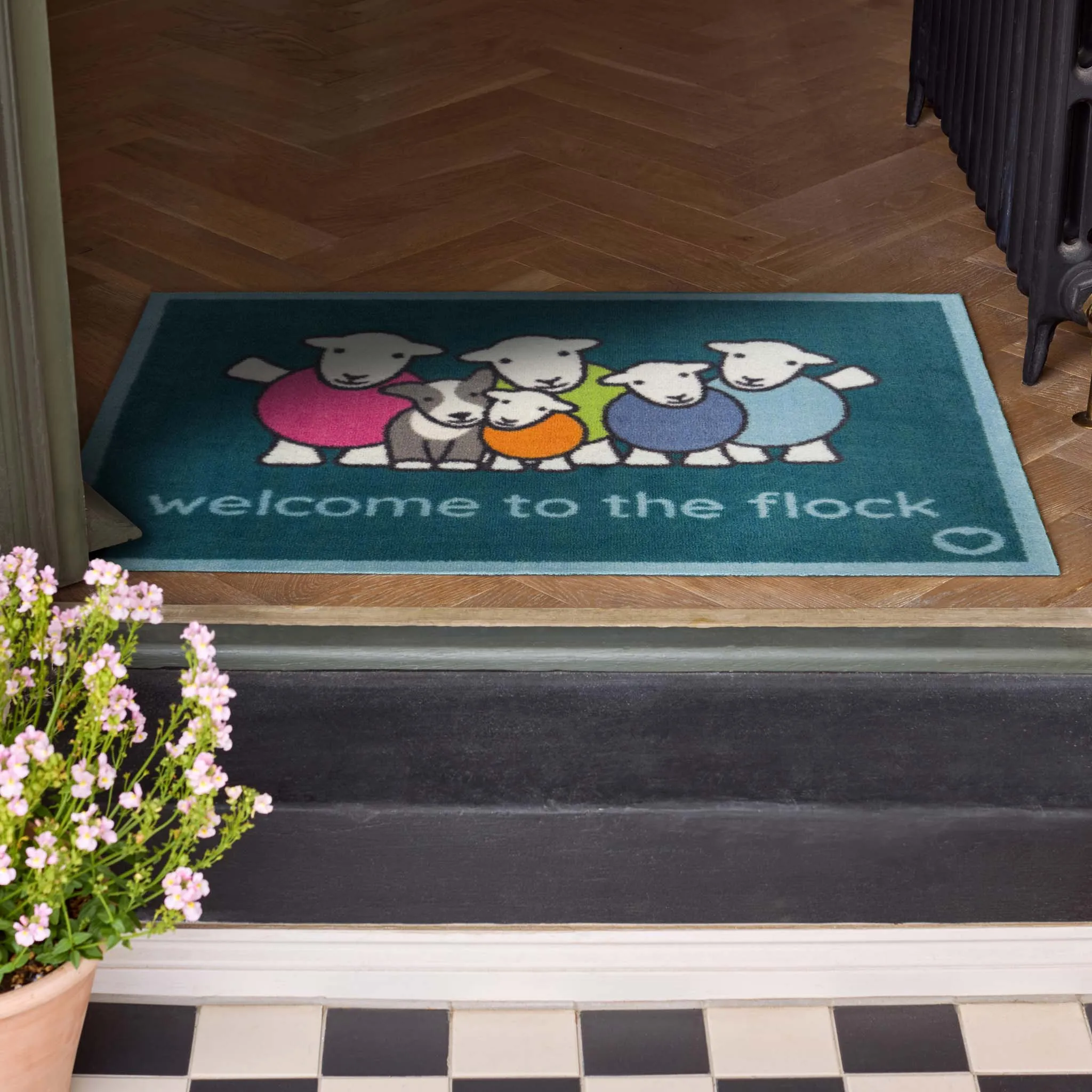 Flock Herdy Washable Doormat - Dark Blue product
