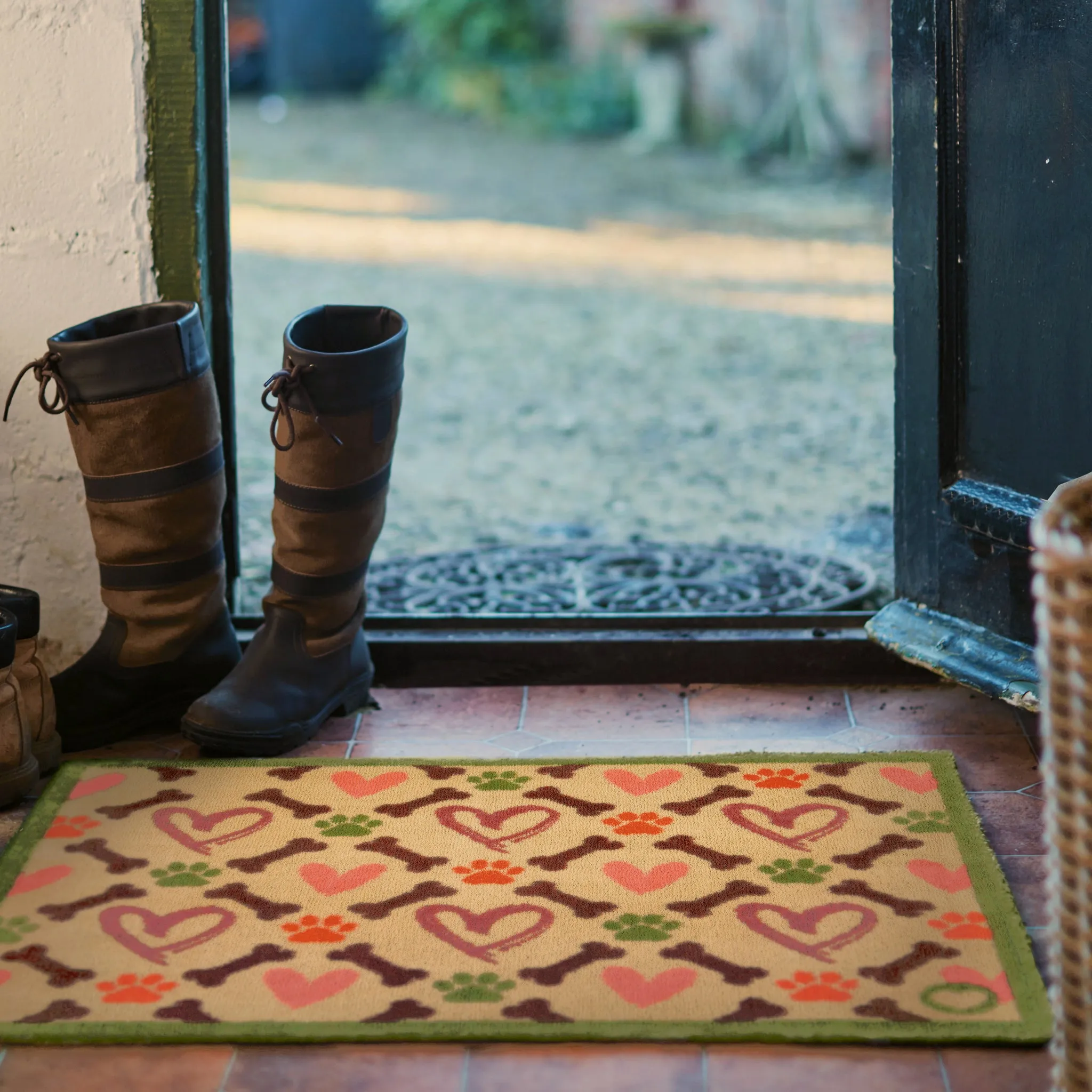 Hearts & Bones Washable Doormat - Beige product