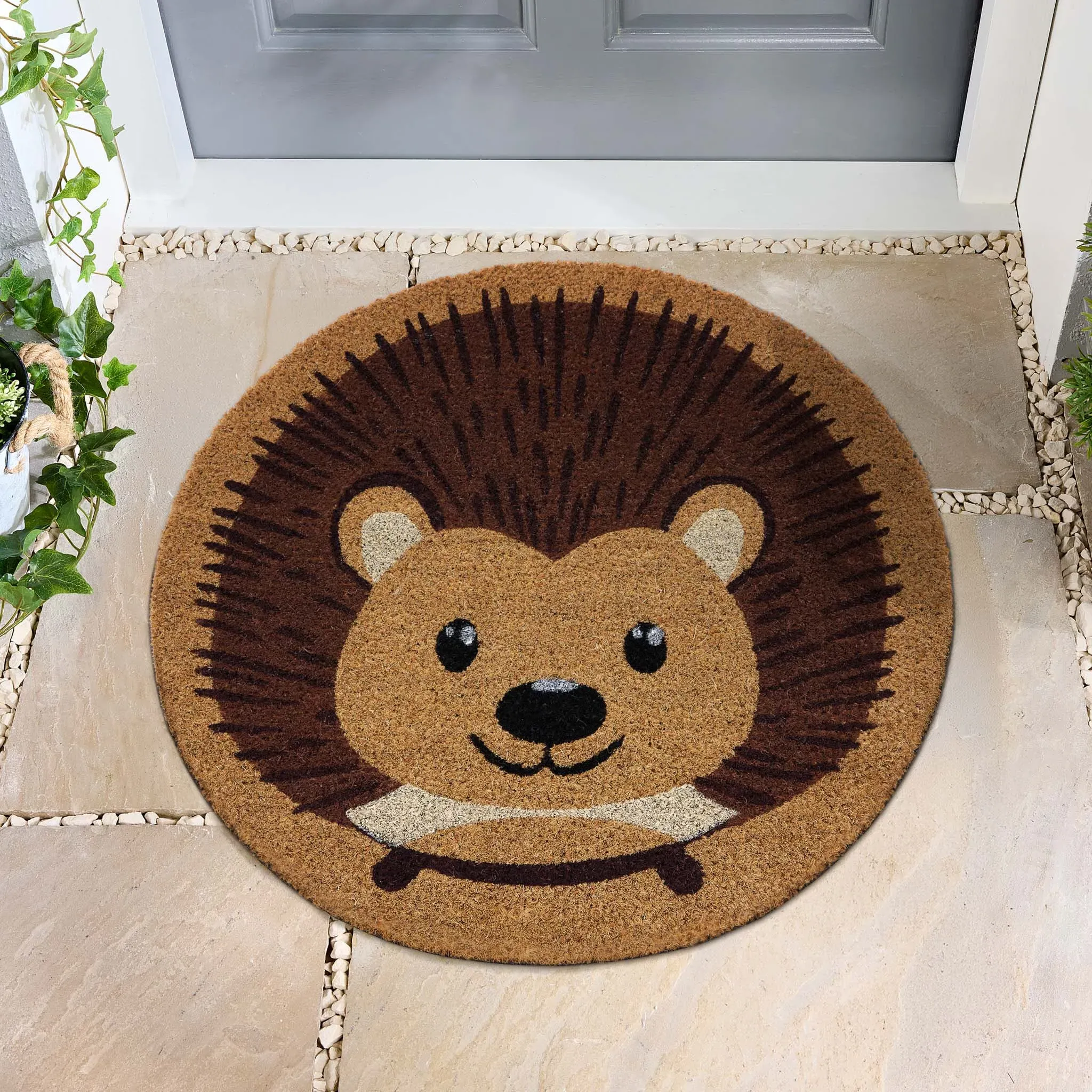 Hedgehog Circle Coir Doormat - Natural product