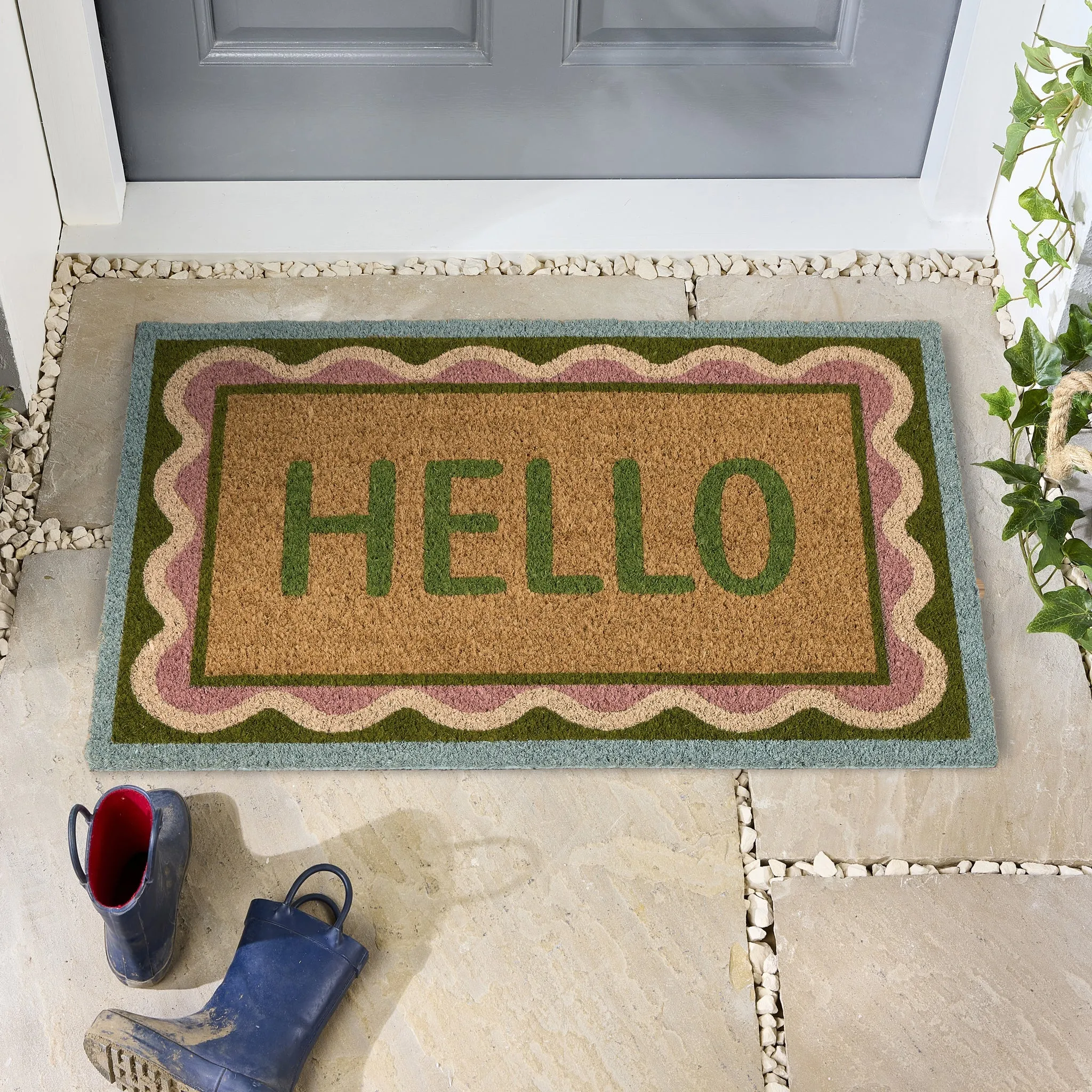 Hello Scallop Coir Doormat - Green product