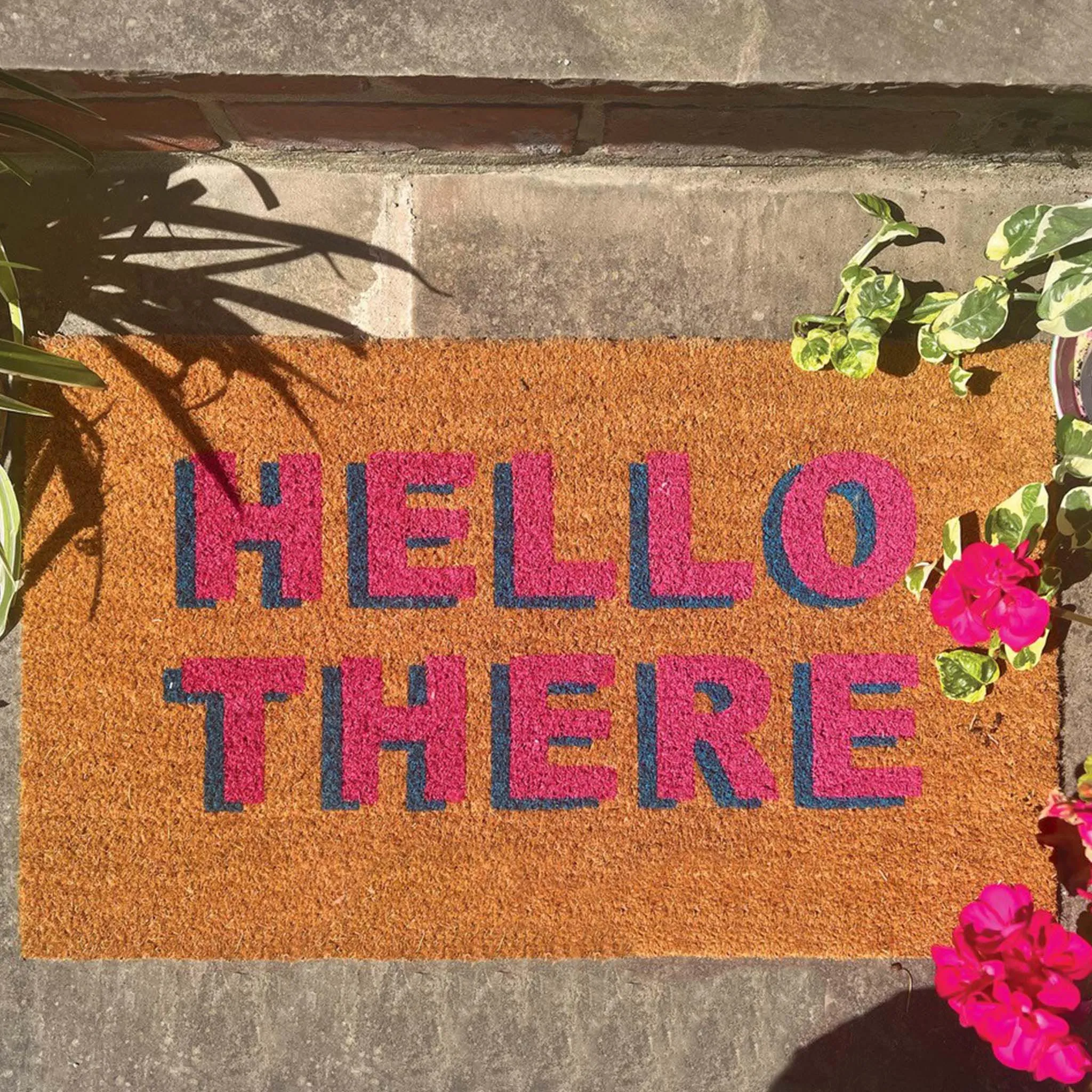 Hello There Coir Doormat - Pink product