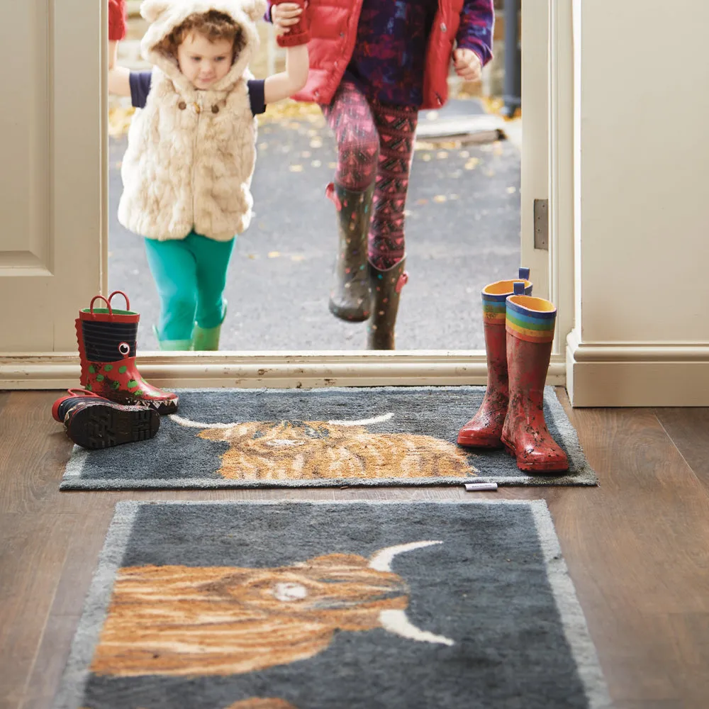 Highland Cow 1 Washable Doormat - Dark Navy product