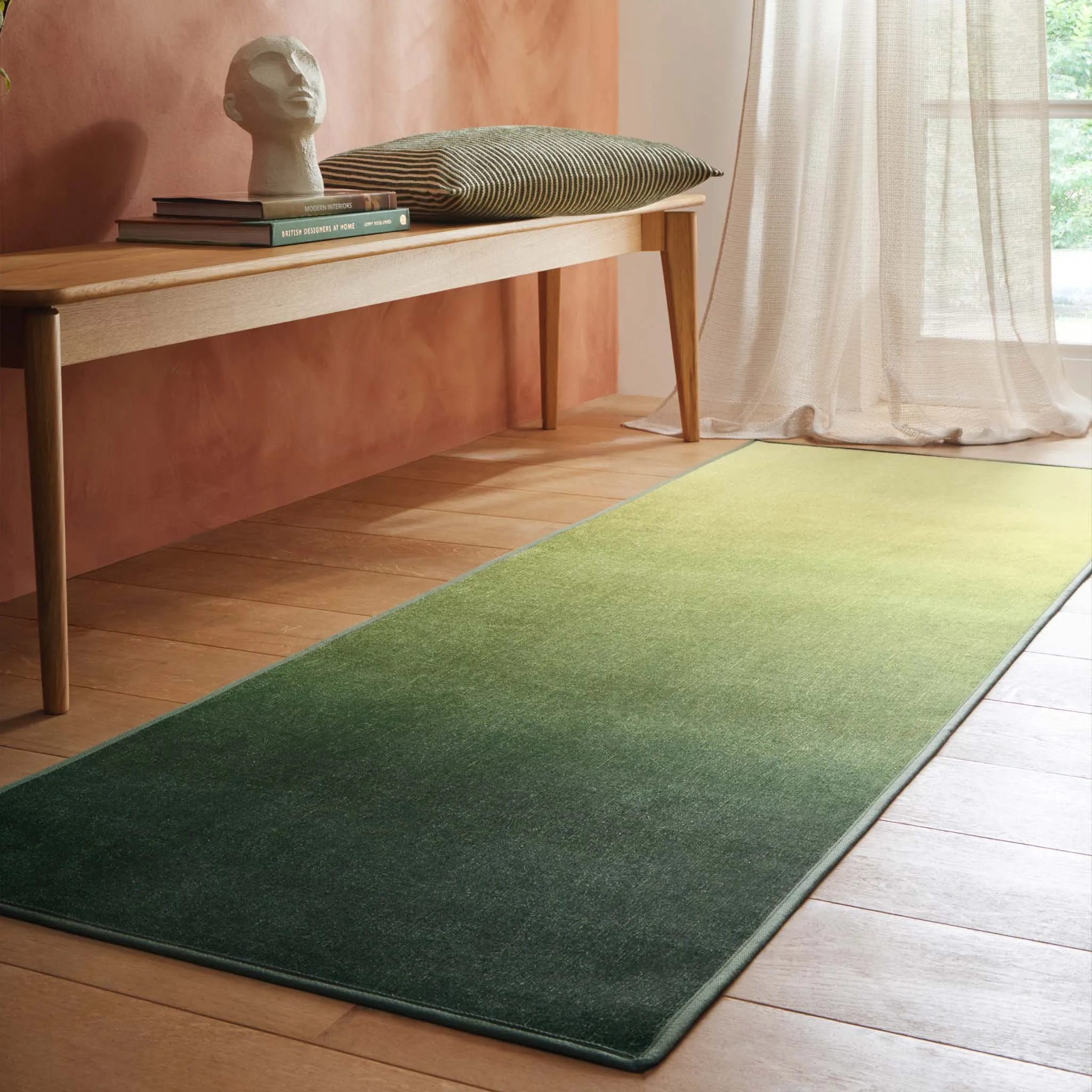 Horizon Ombre Celery Eco-Washable Runner - Green, Recycled Polyester product