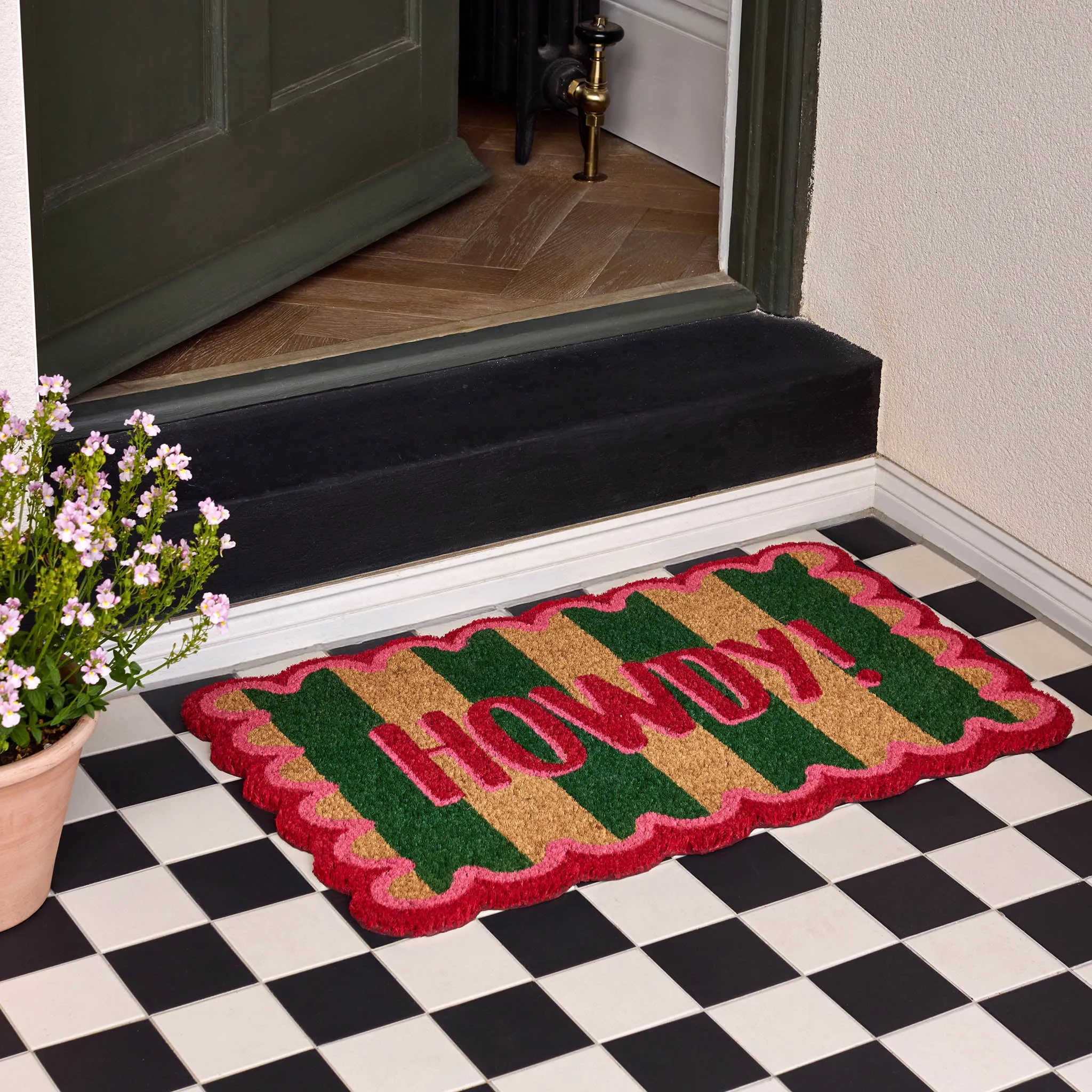 Howdy Stripe Doormat - Green, Coir product