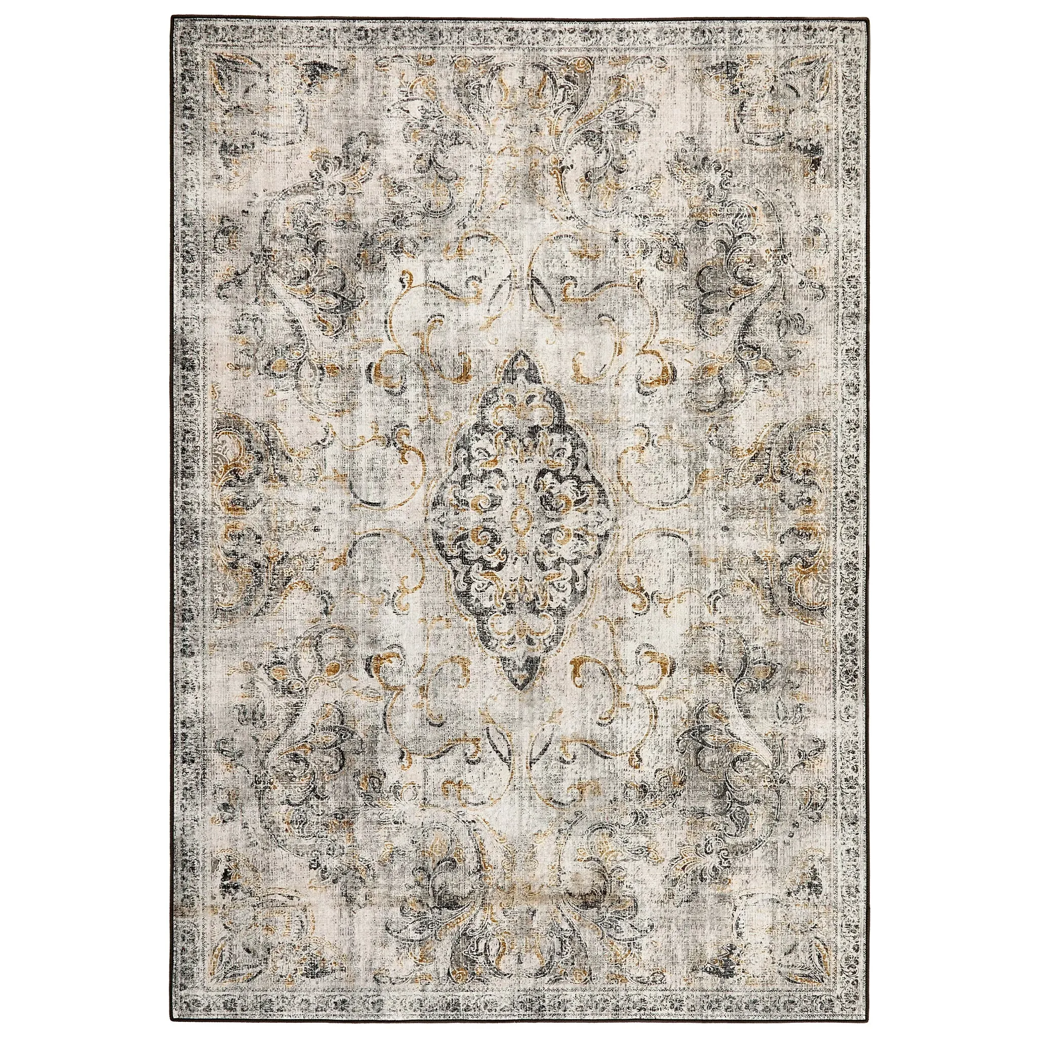 Baroque Eco-Washable Rug 185x275cm - Off-White, Polyester
