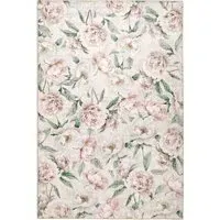 Blooming Peonies Washable Rug - Pink, Recycled Polyester