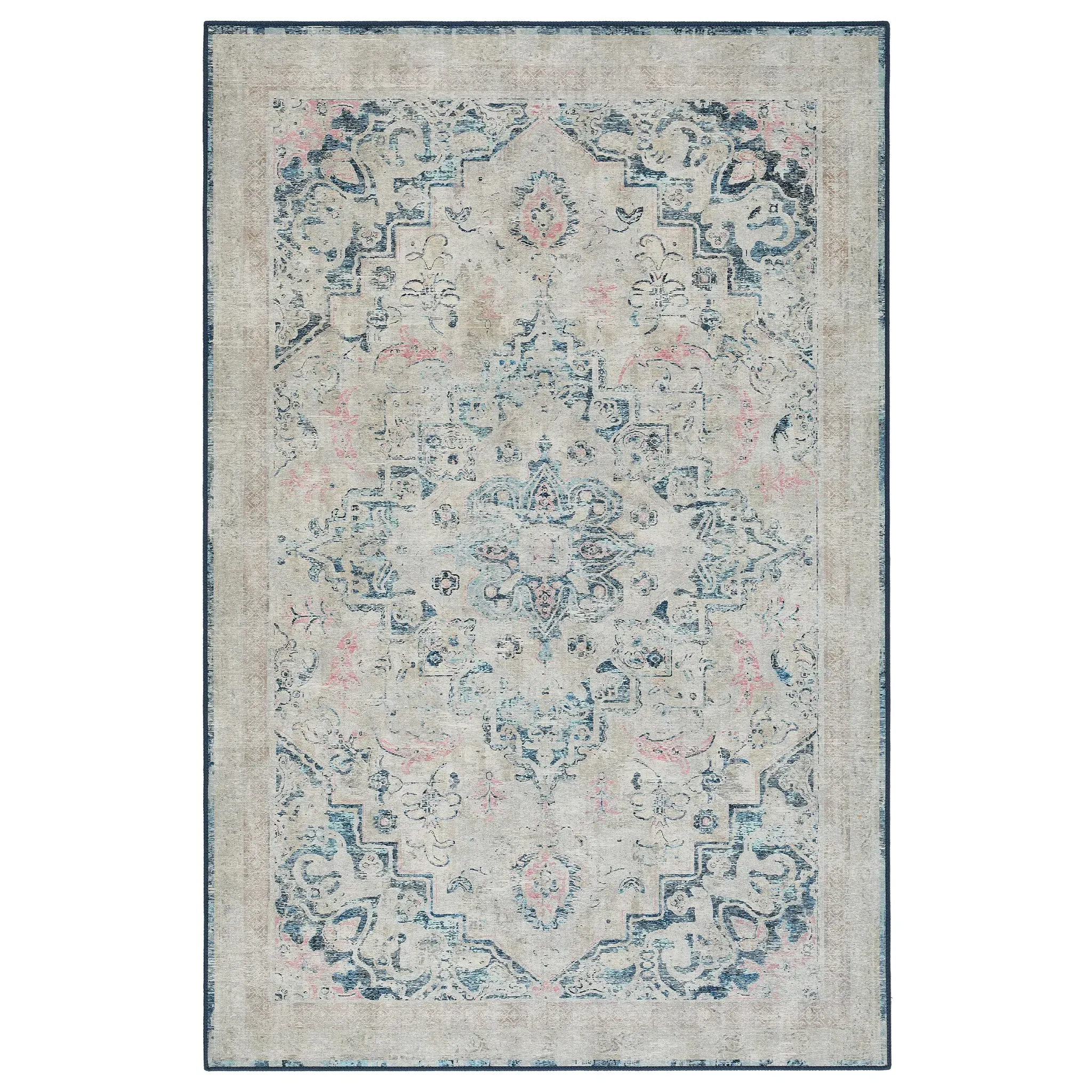 Blue Eco-Washable Rug - Blue, Recycled Polyester