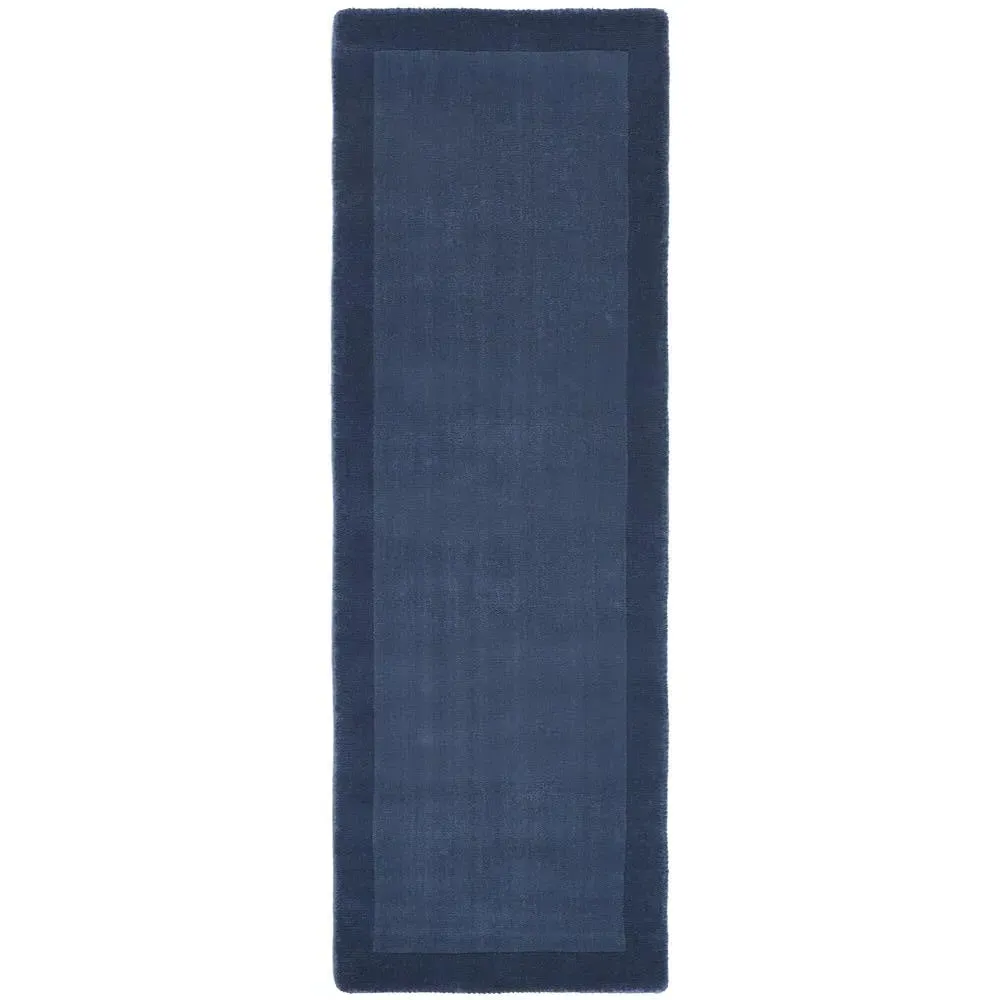 Borders Runner Rug - Navy, Wool