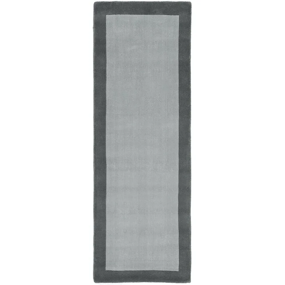 Borders Wool Runner Rug - Grey
