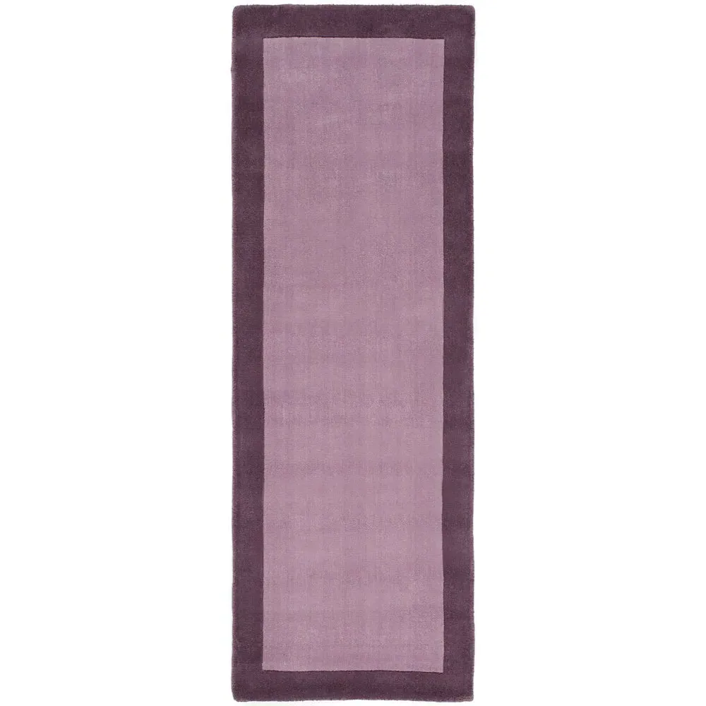 Borders Wool Runner Rug - Mauve