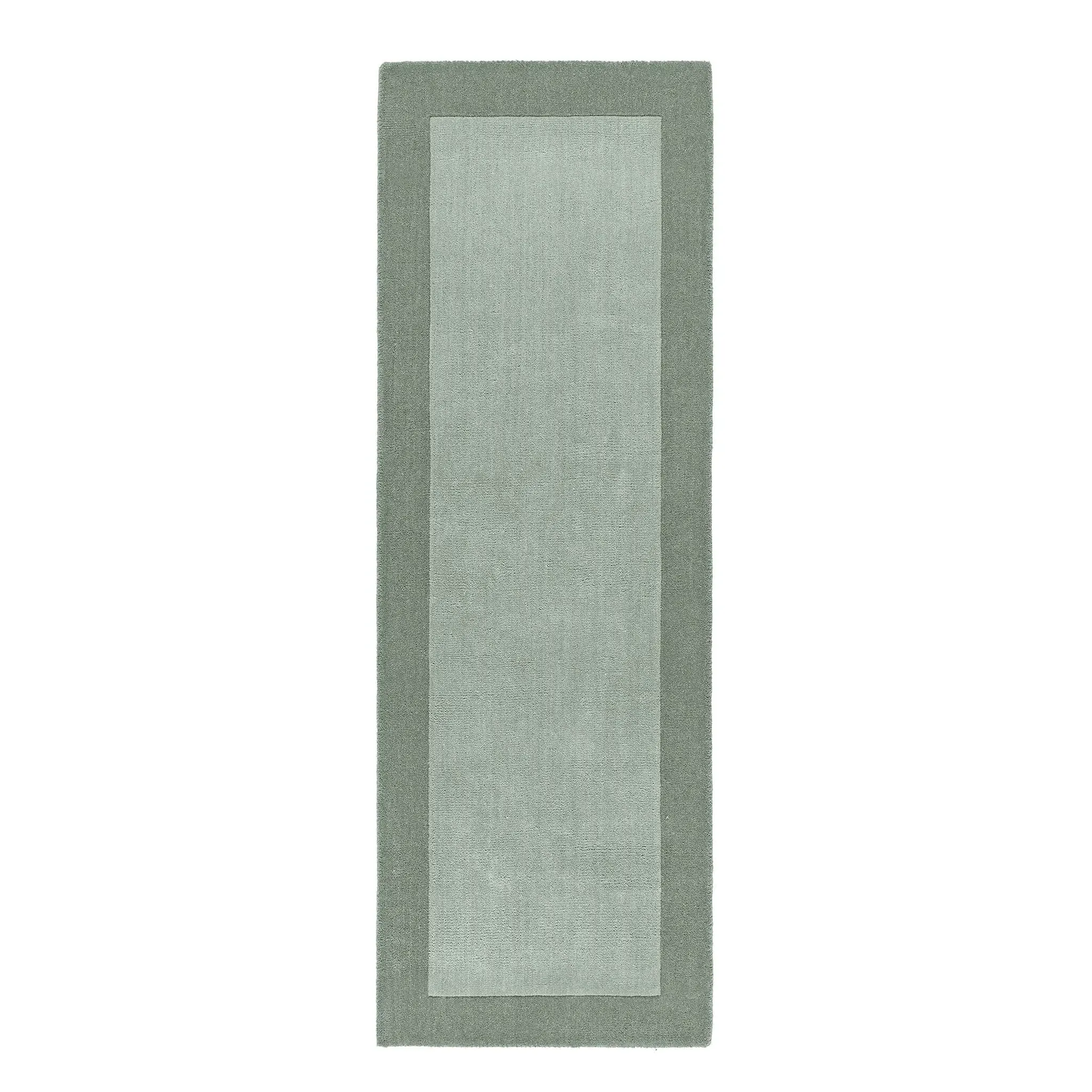 Borders Wool Runner Rug - Sage Green