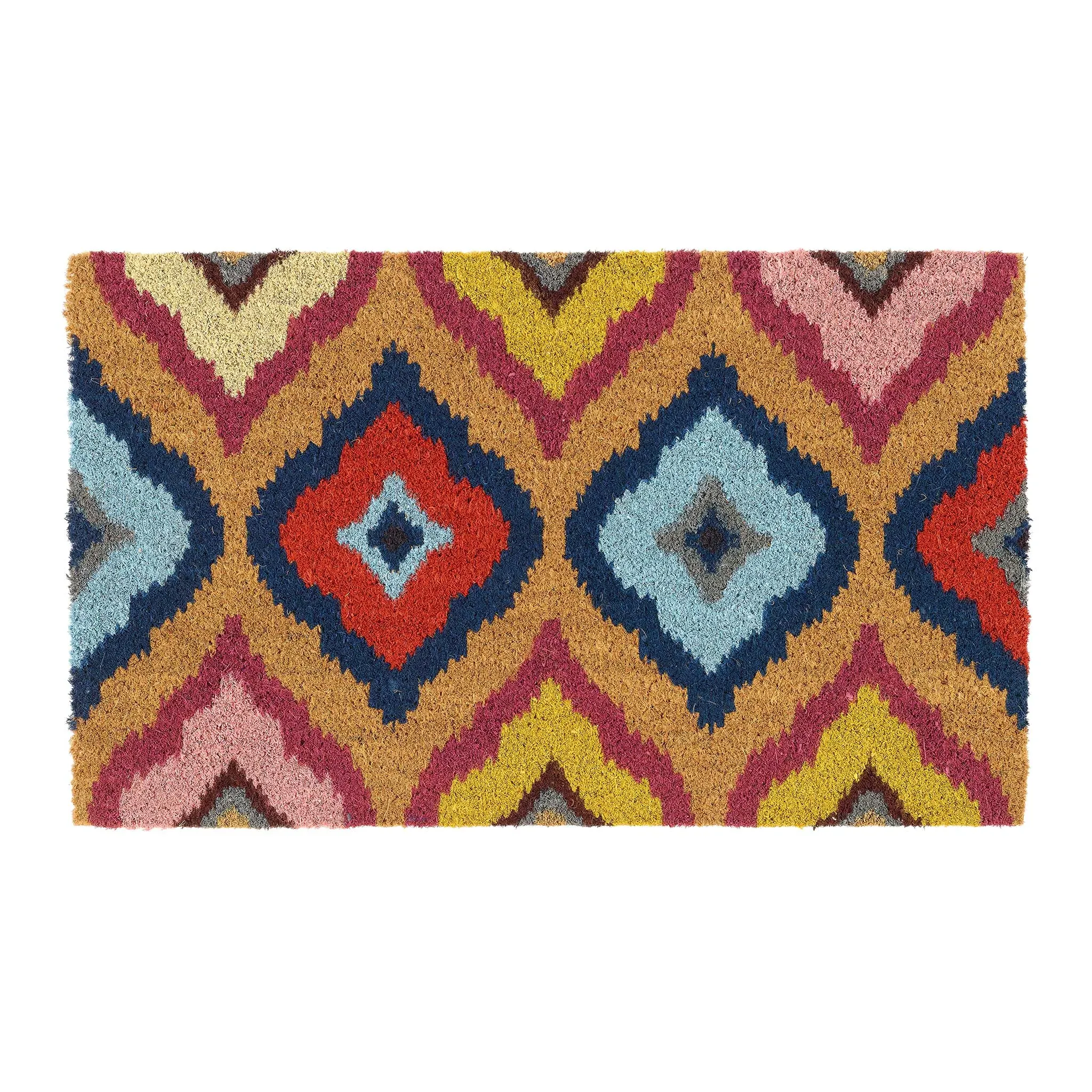 Bright Ikat Coir Doormat - Multicolour