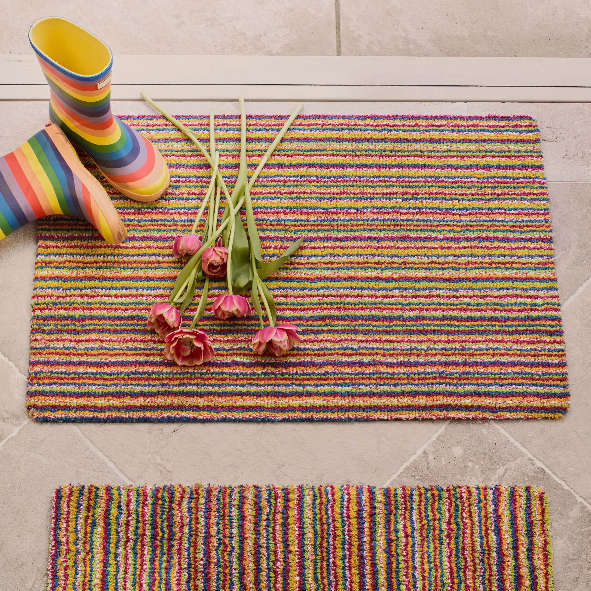 Hug Rug Candy Bright Stripe Washable Doormat - Recycled Cotton product