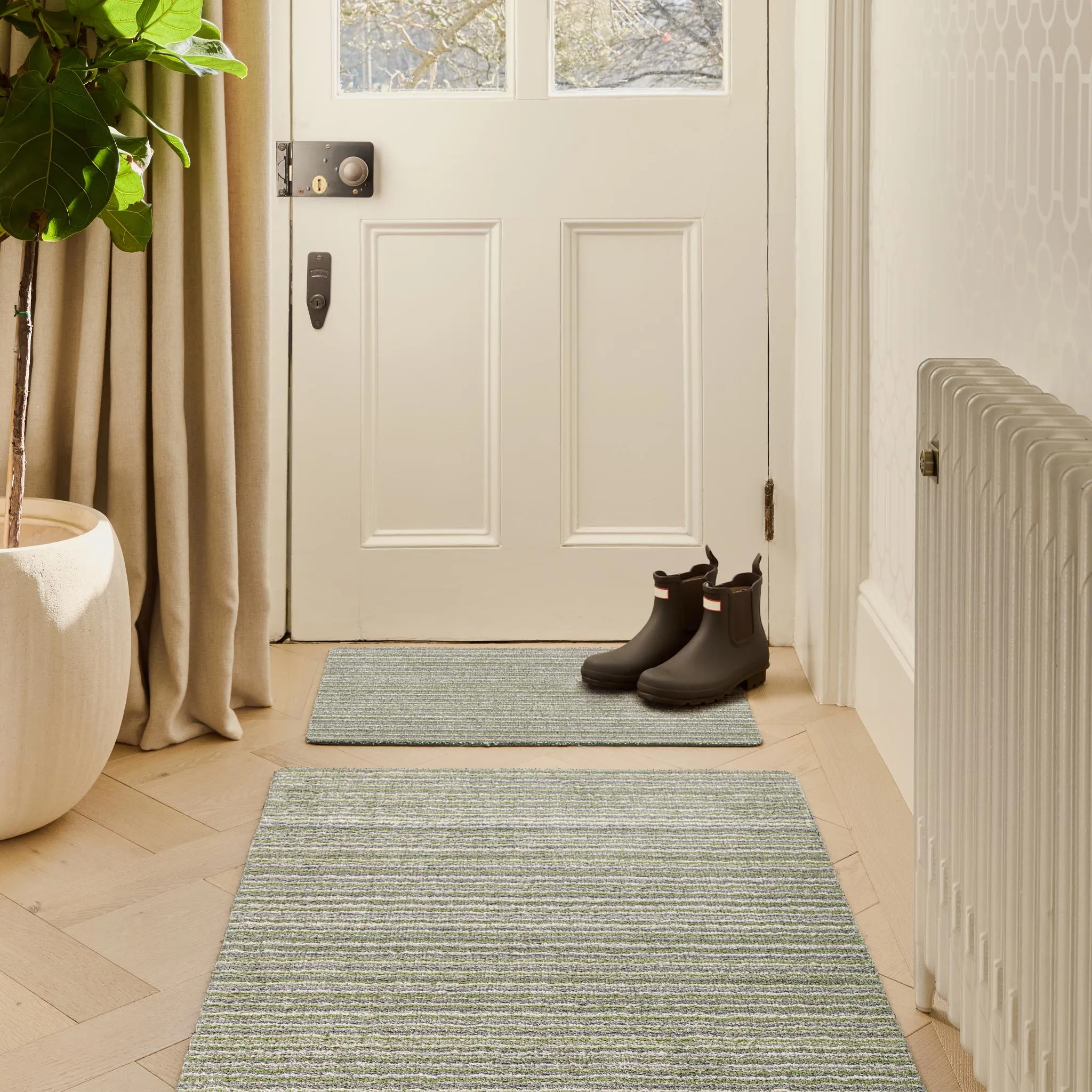 Hug Rug Candy Stripe Washable Doormat - Green, Recycled Cotton product