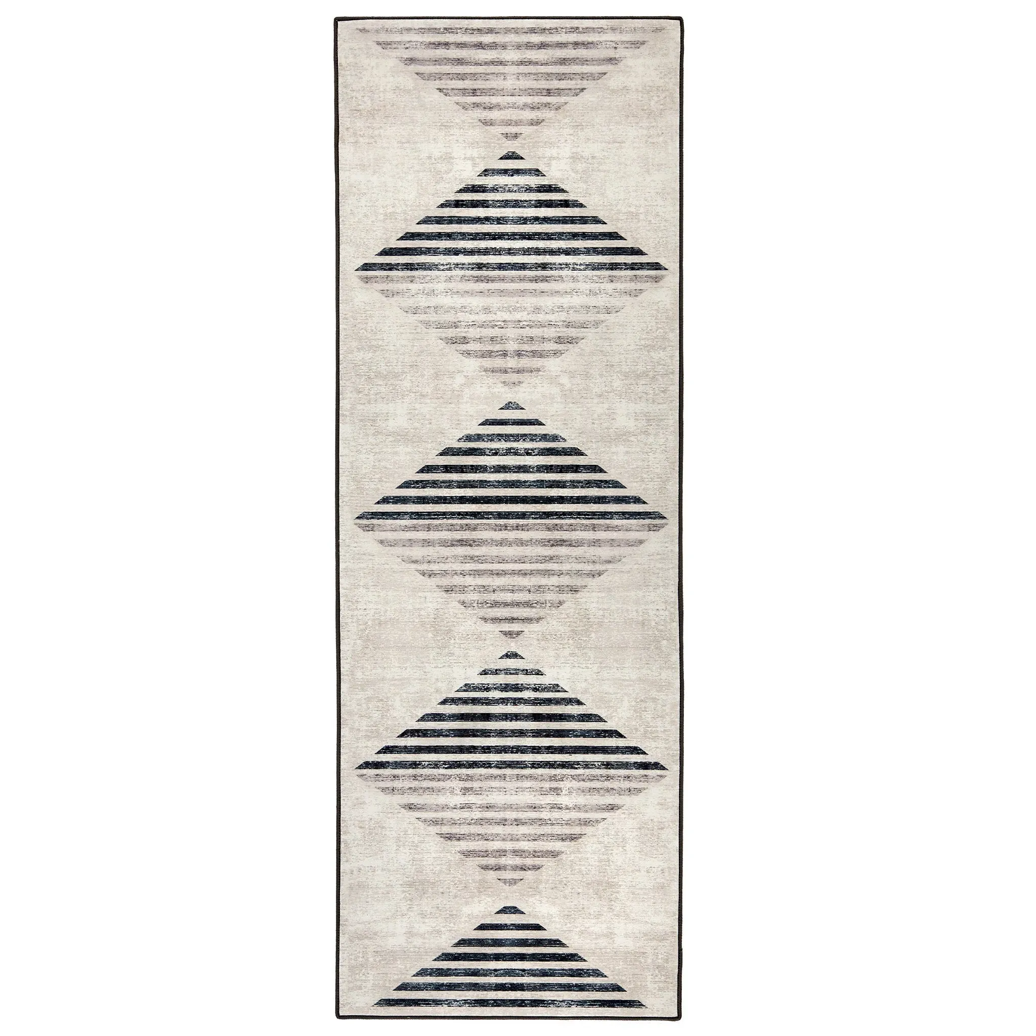 Chevron Eco-Washable Rug Runner - Charcoal, Recycled Polyester image
