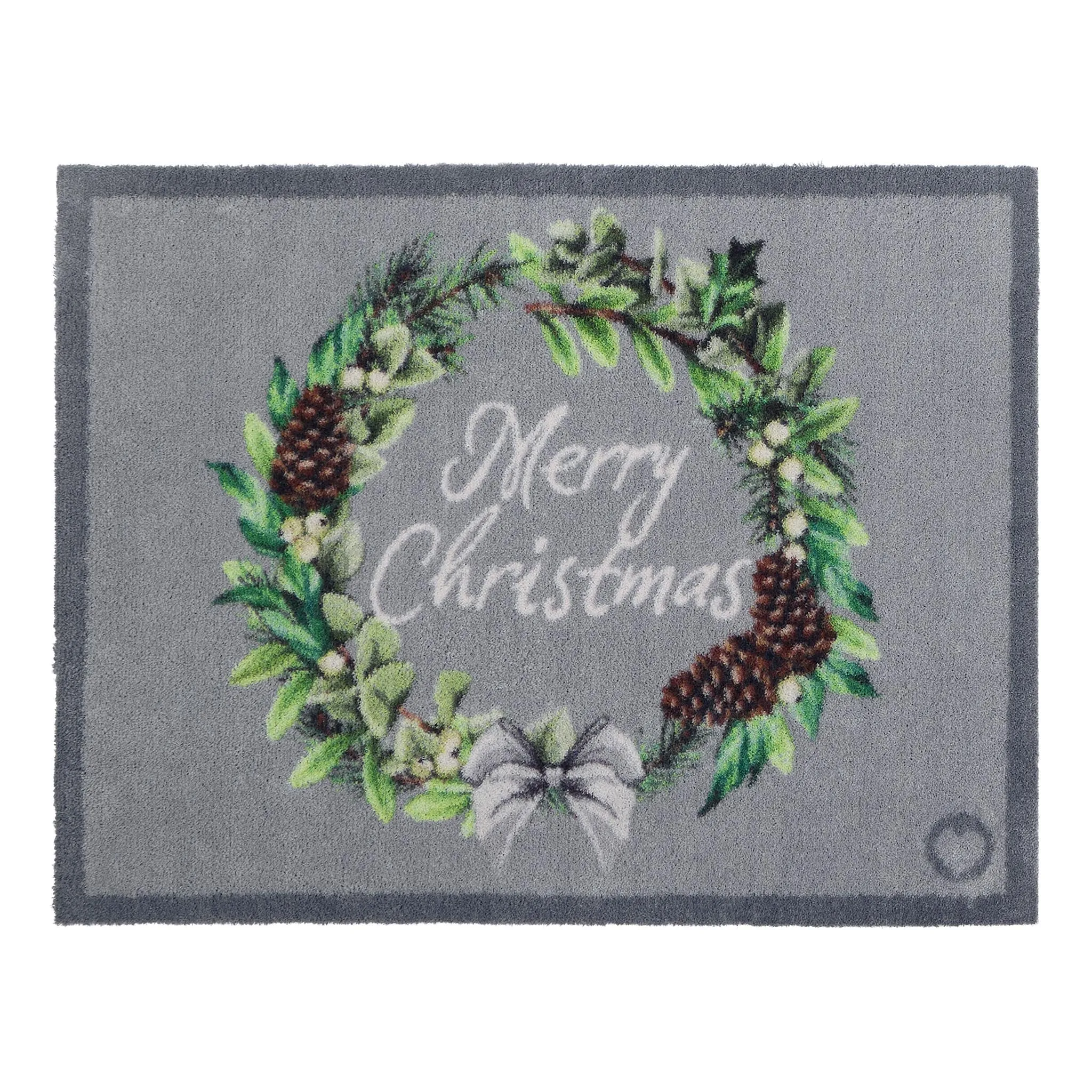 Christmas Wreath Washable Doormat - Grey image