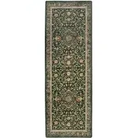 Country Paisley Eco-Washable Rug Runner - Green