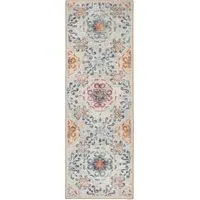 Damask Eco-Washable Rug Runner - Cream, Recycled Polyester