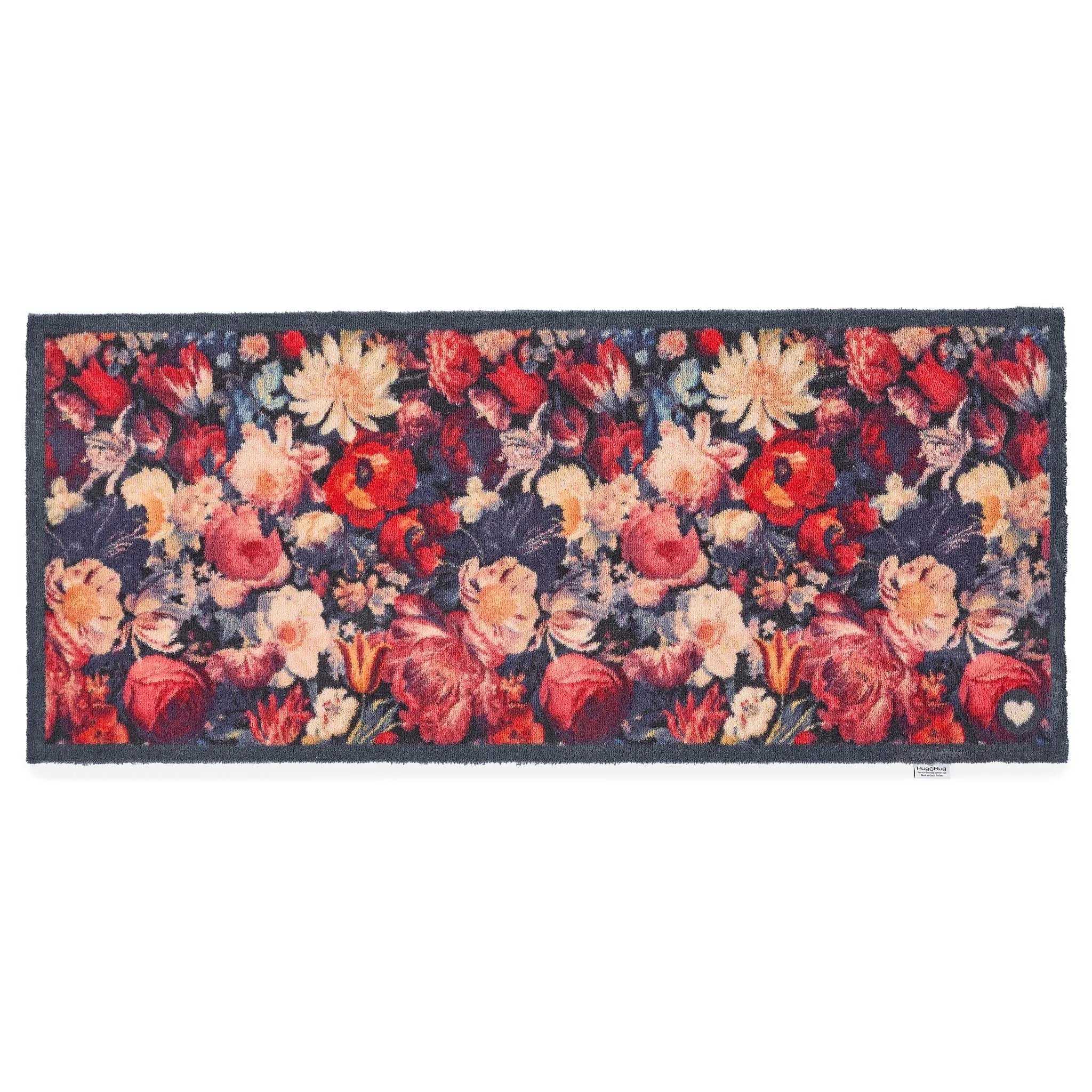 Dark Florals Washable Runner - Navy, Recycled Materials