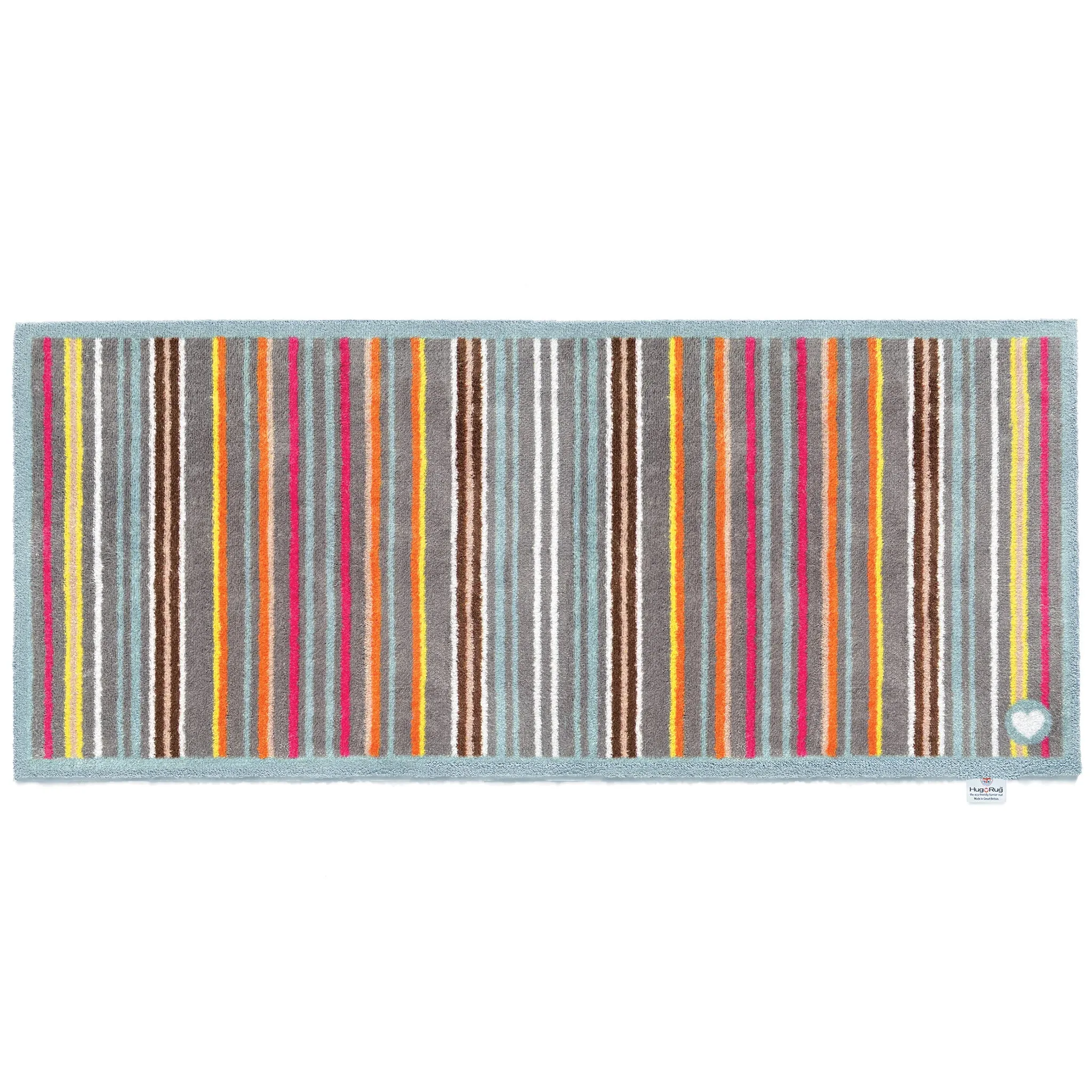 Designer 13 Stripe Washable Runner - Grey, Multicoloured