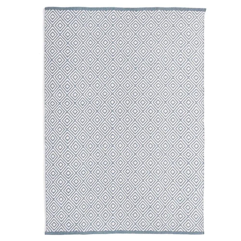 Diamond Washable Rug - Denim Blue, Recycled PET